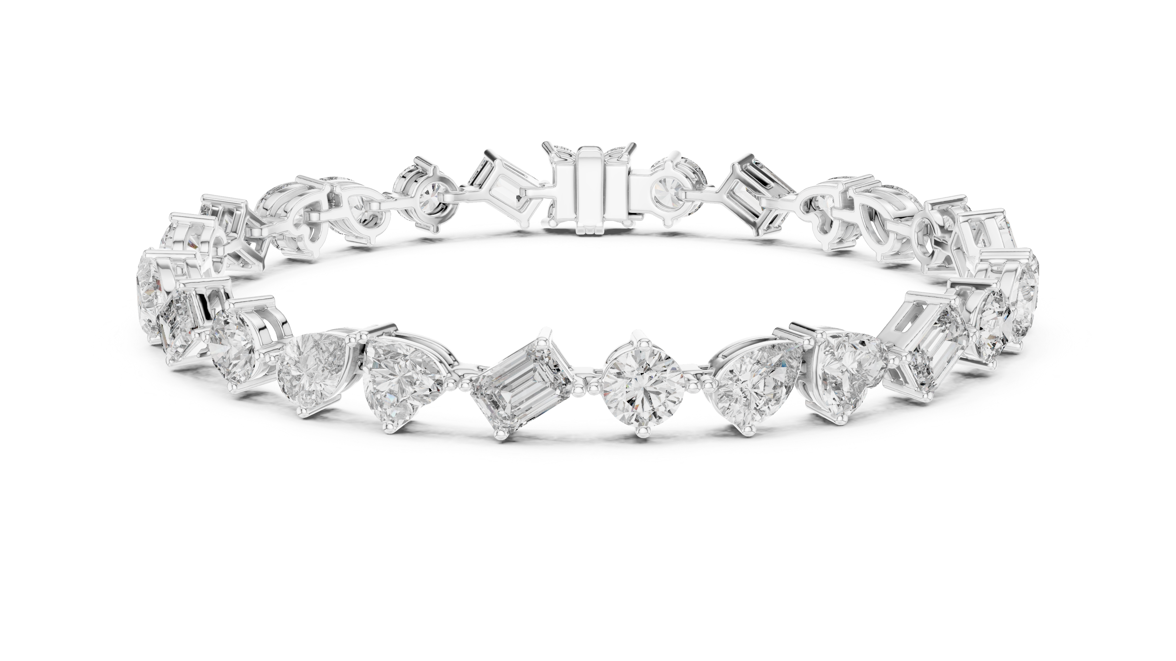 Sparkling Multi-Shape Lab-Grown Diamond Tennis Bracelet in Sterling Silver