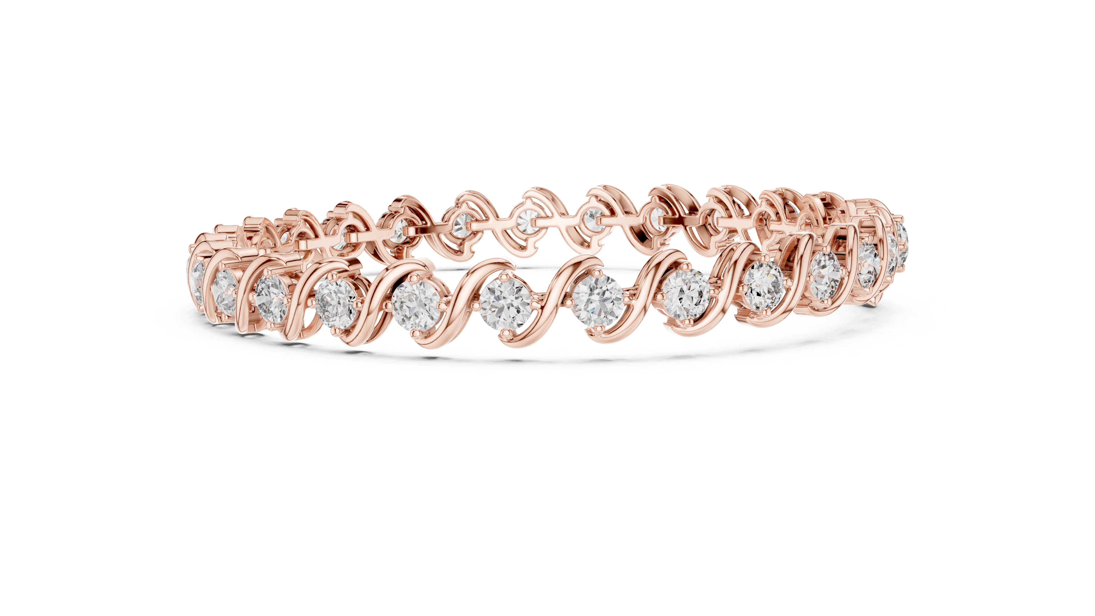 Sparkling Lab-Grown Diamond "swirl" Link Tennis Bracelet silver