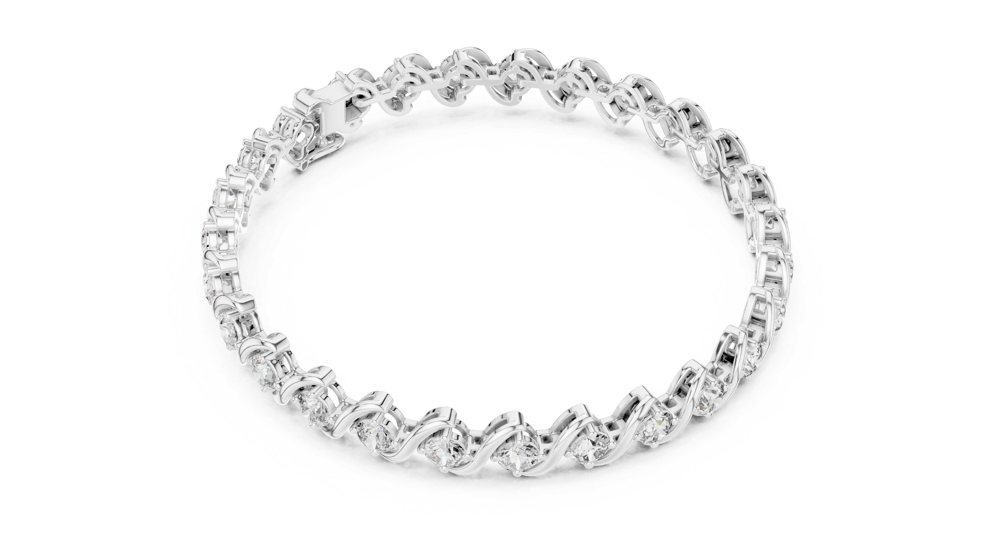 Sparkling Lab-Grown Diamond "swirl" Link Tennis Bracelet silver