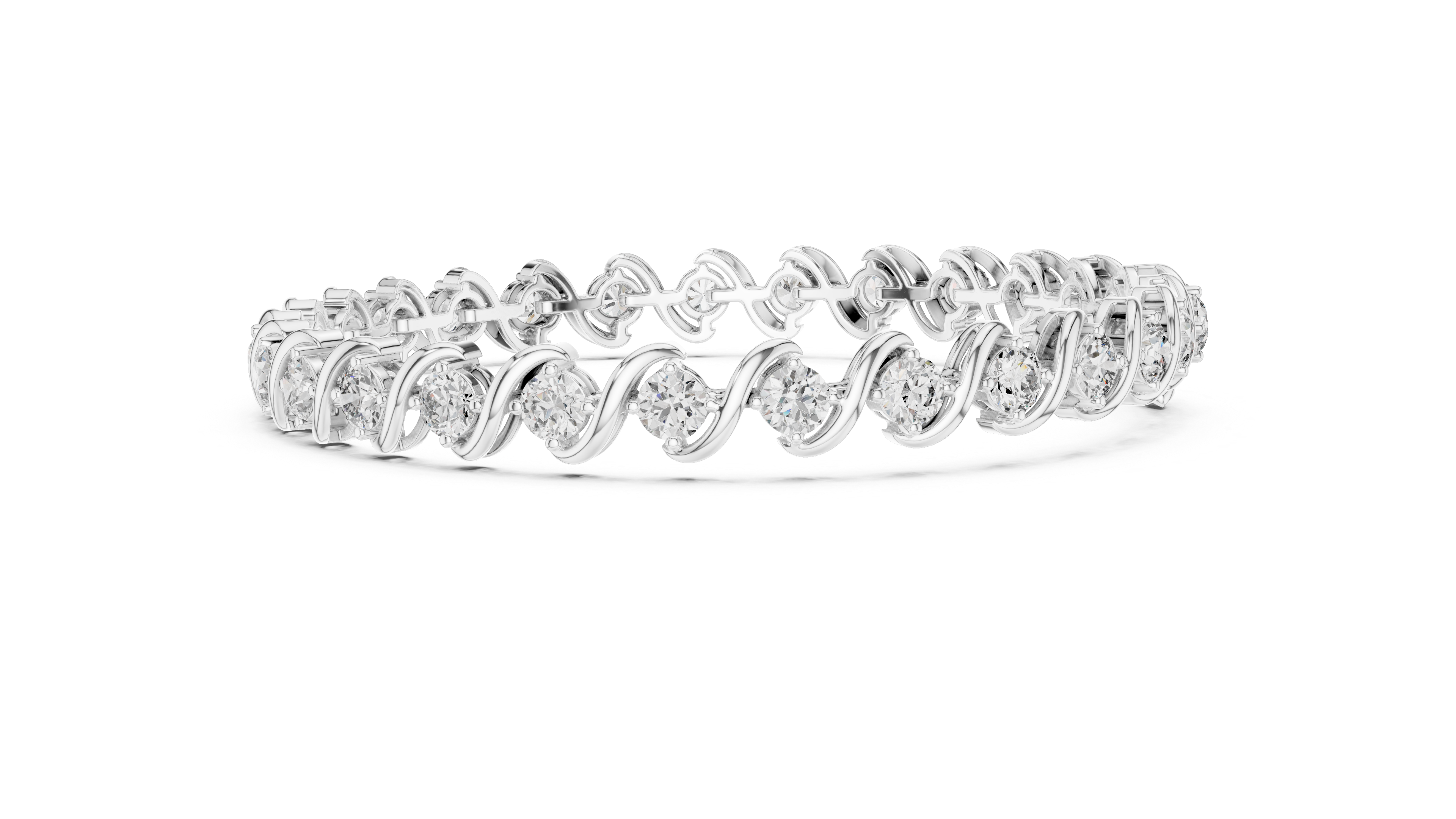 Sparkling Lab-Grown Diamond "swirl" Link Tennis Bracelet silver