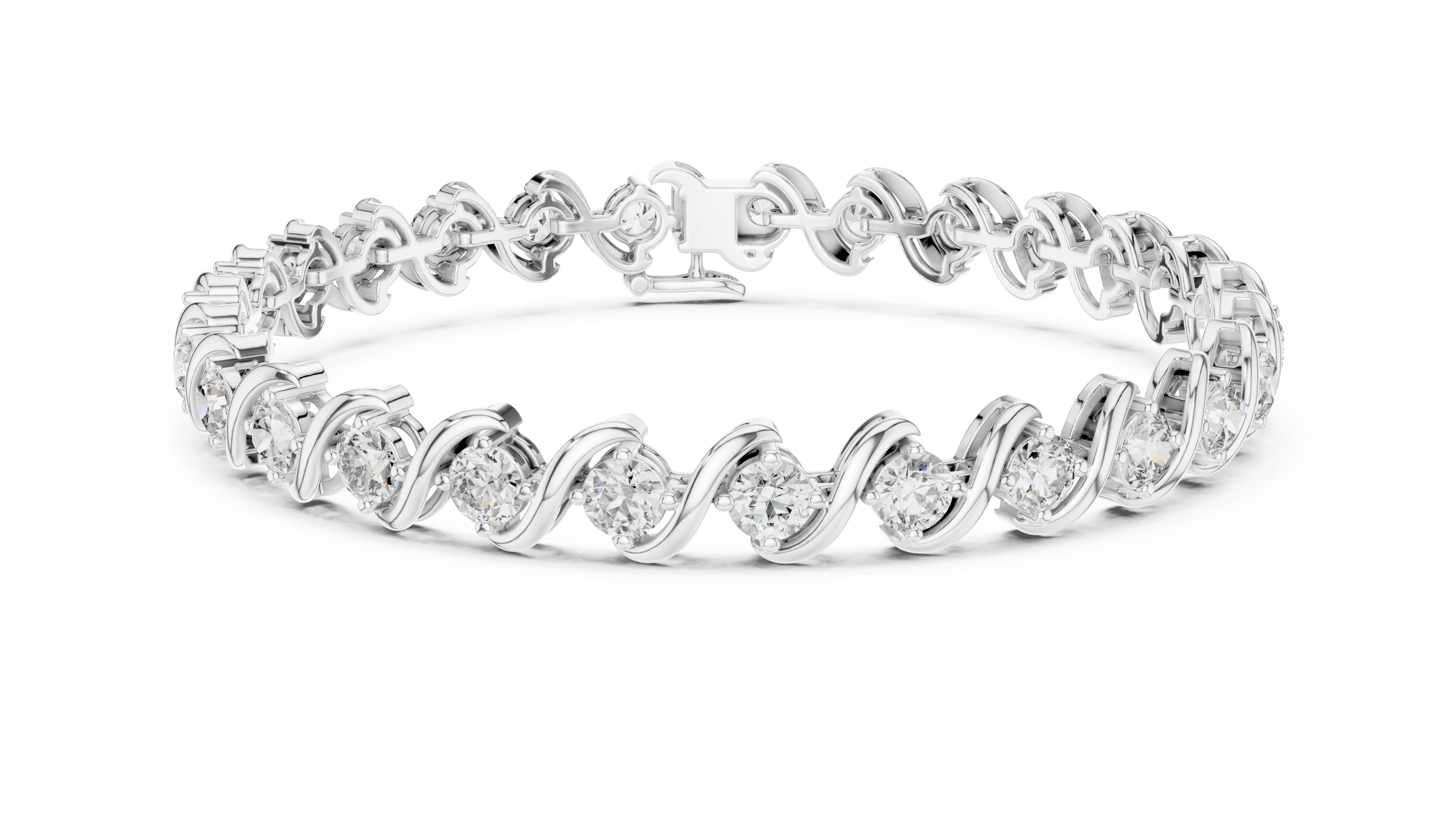 Sparkling Lab-Grown Diamond "swirl" Link Tennis Bracelet silver