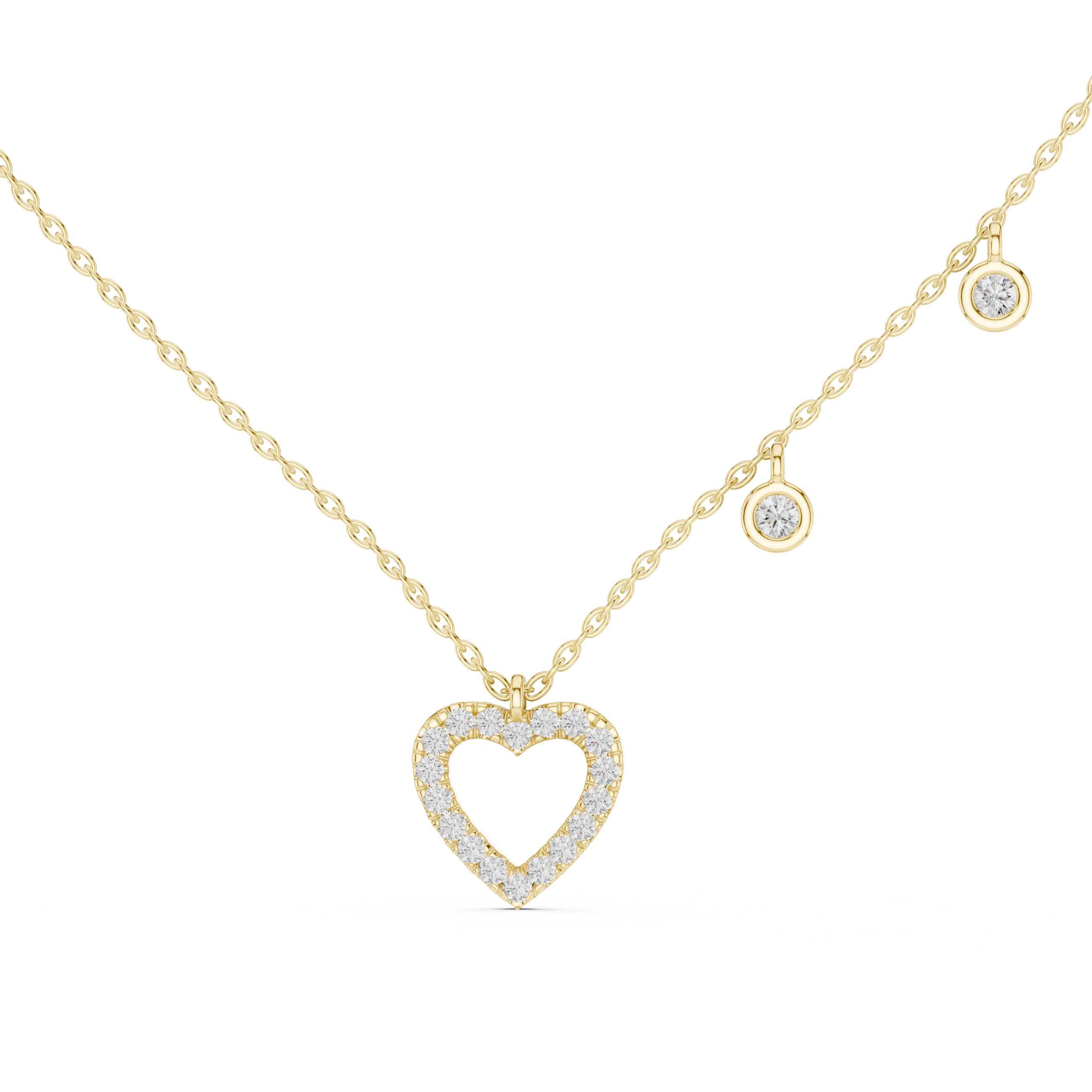 Lab-Grown Diamond Open Heart Station Necklace in Sterling Silver