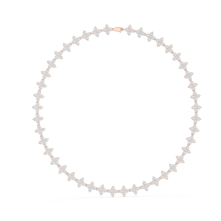 Lab-Grown Diamond Floral Clover Station Necklace in Sterling Silver