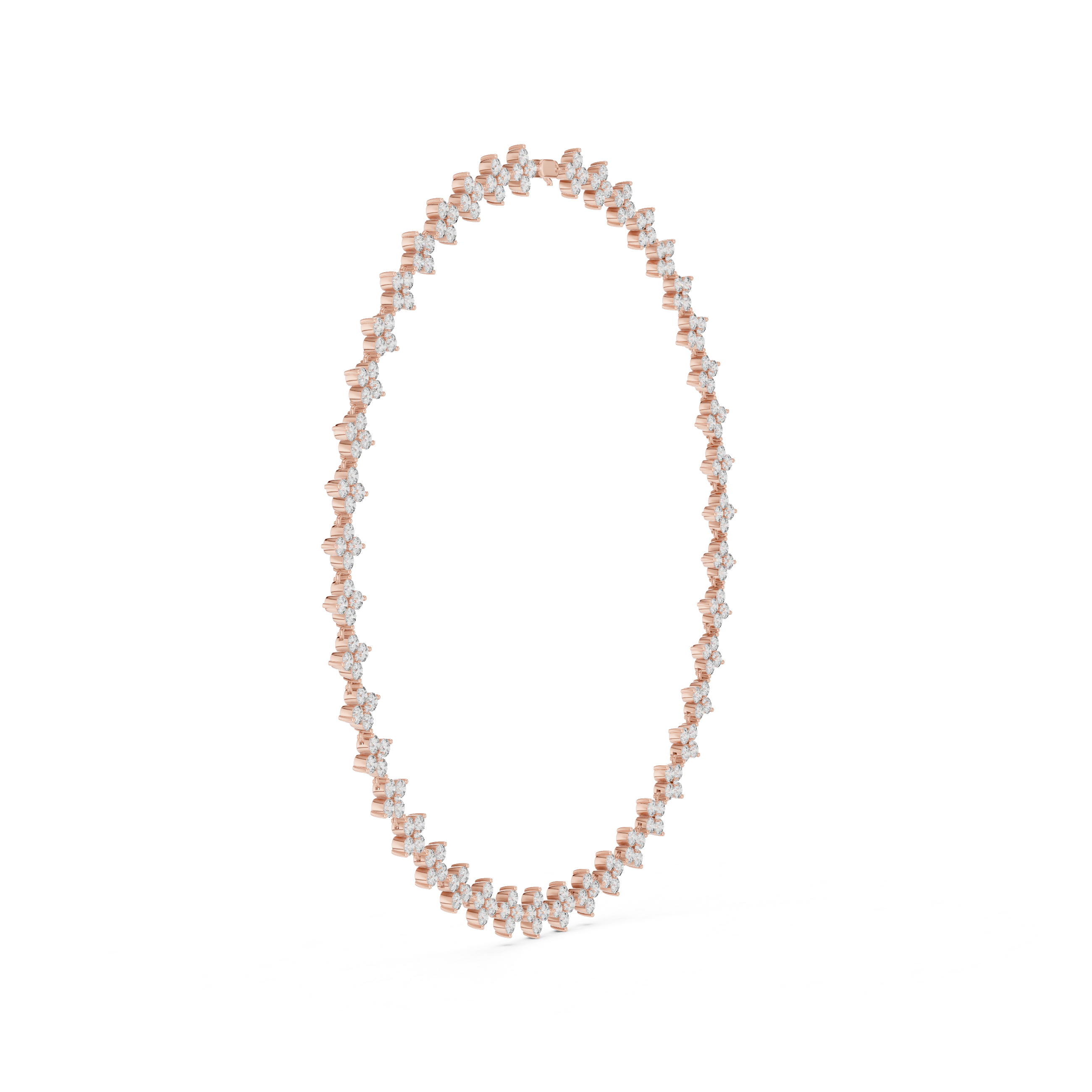 Lab-Grown Diamond Floral Clover Station Necklace in Sterling Silver