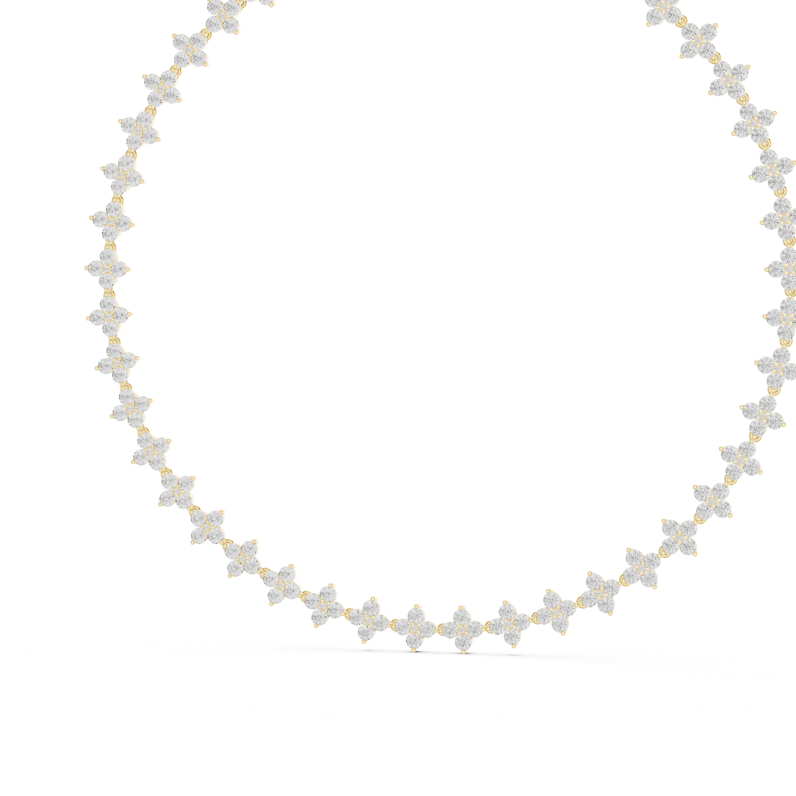 Lab-Grown Diamond Floral Clover Station Necklace in Sterling Silver