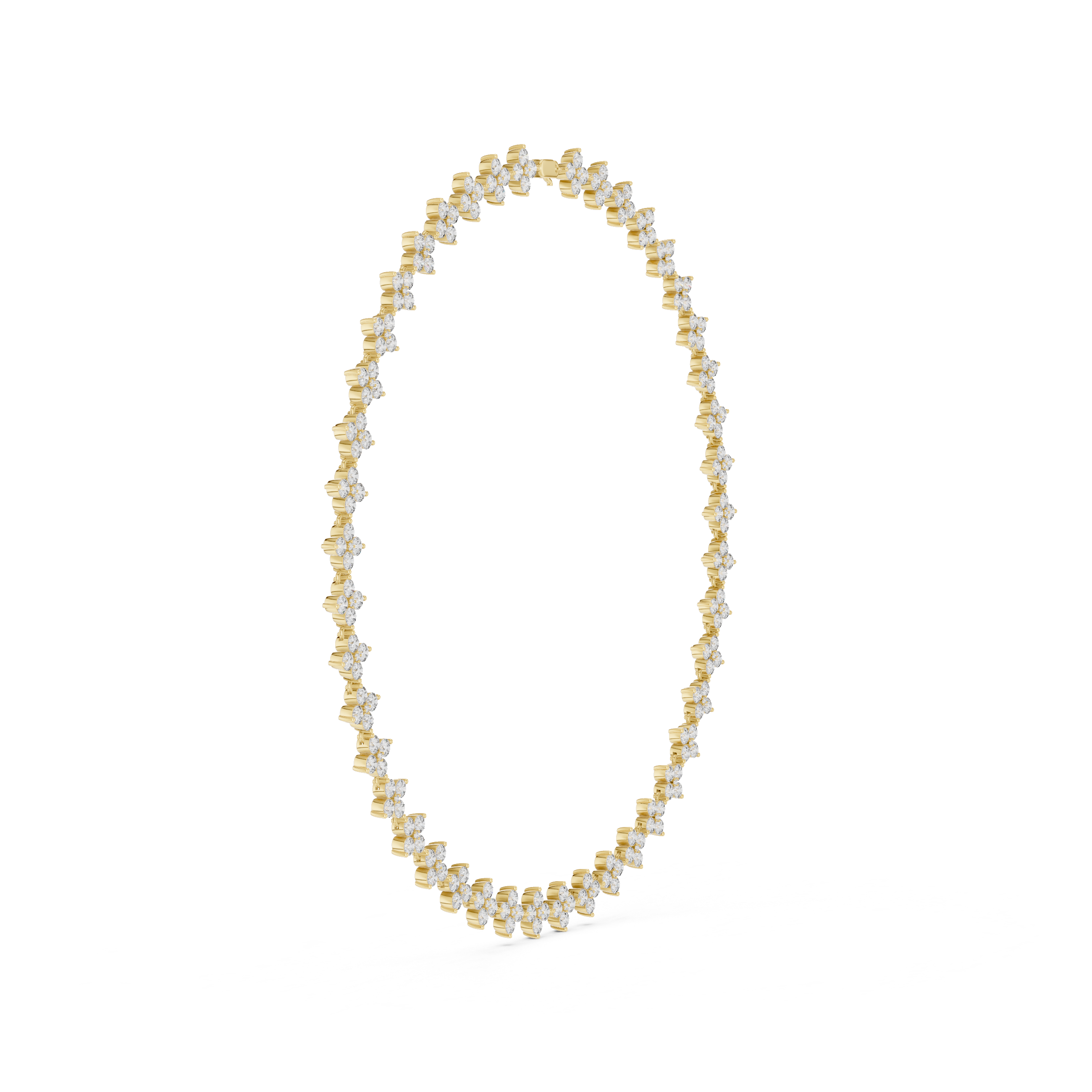 Lab-Grown Diamond Floral Clover Station Necklace in Sterling Silver