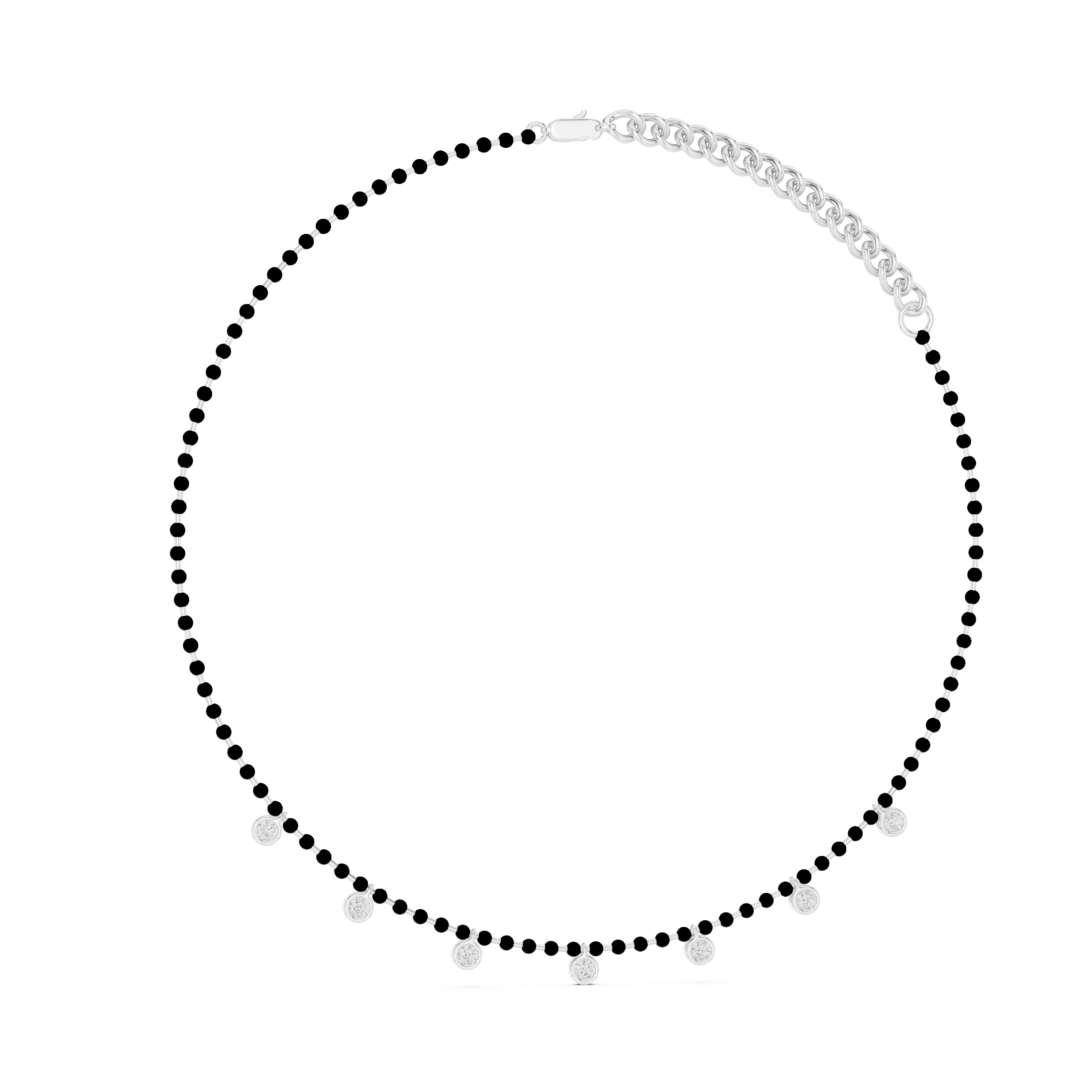 Silver & Lab-Grown Diamond Mangalsutra Necklace with Dainty Charms