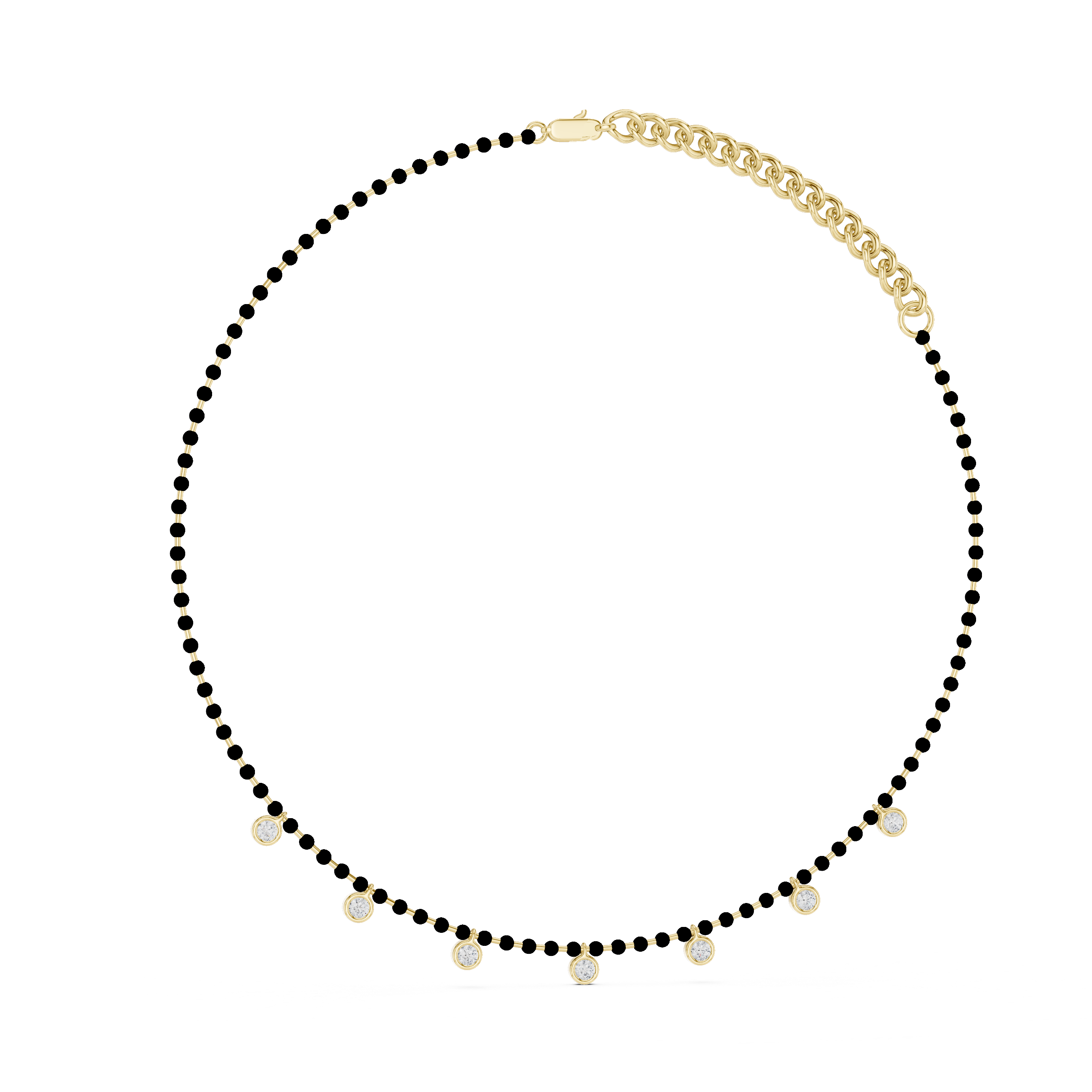 Silver & Lab-Grown Diamond Mangalsutra Necklace with Dainty Charms