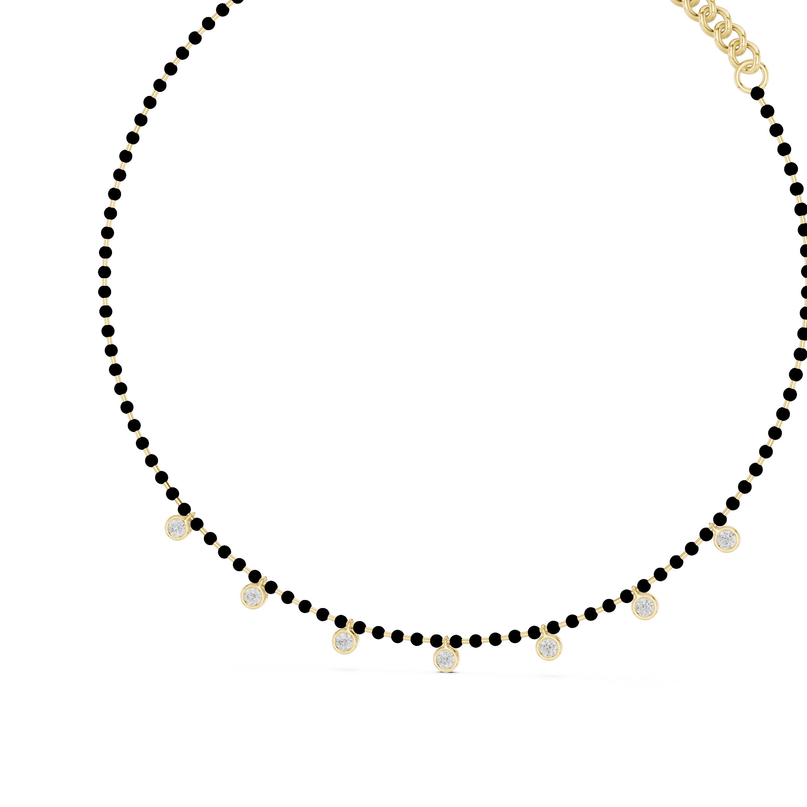 Silver & Lab-Grown Diamond Mangalsutra Necklace with Dainty Charms