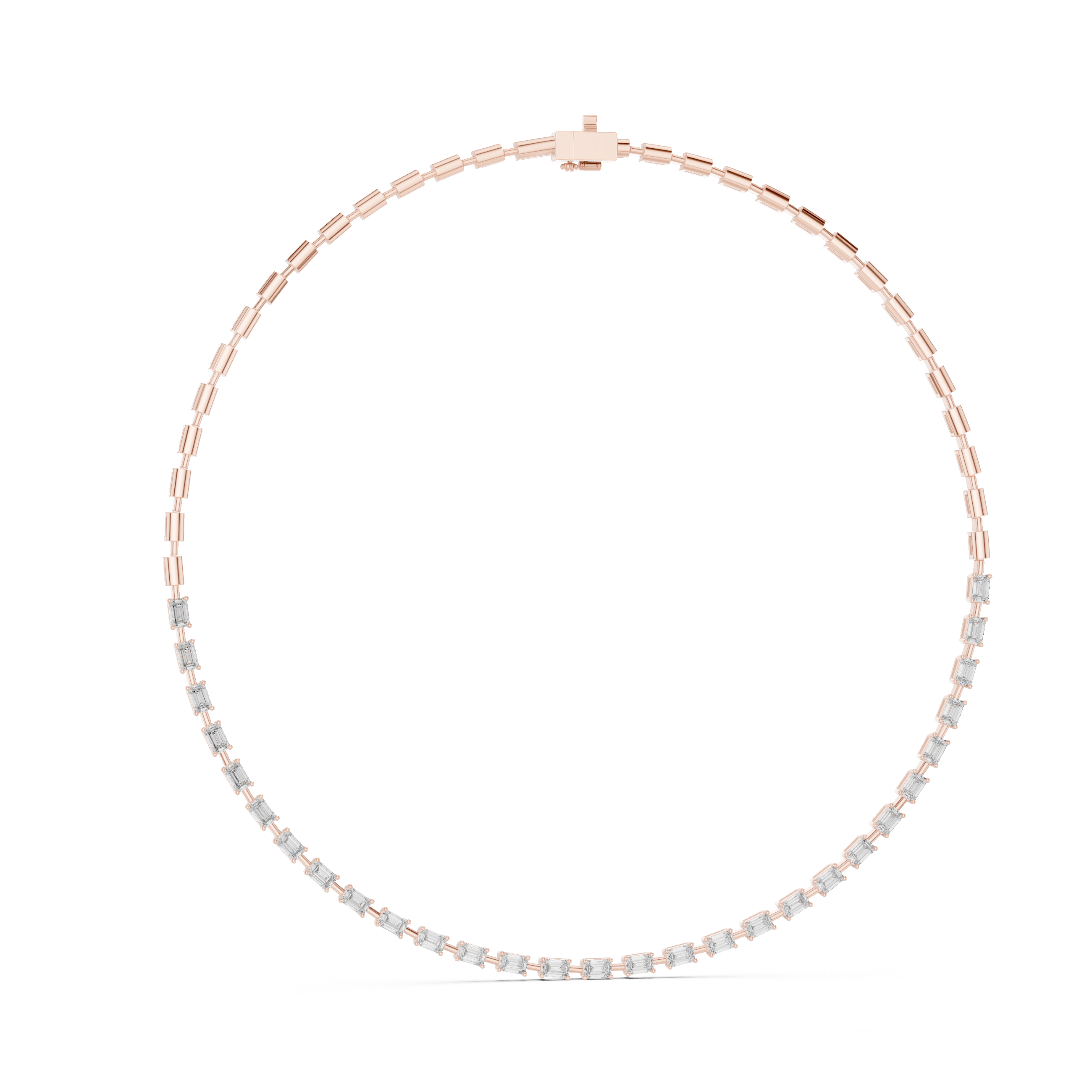 Emerald-Cut Lab-Grown Diamond Eternity Necklace in Sterling Silver