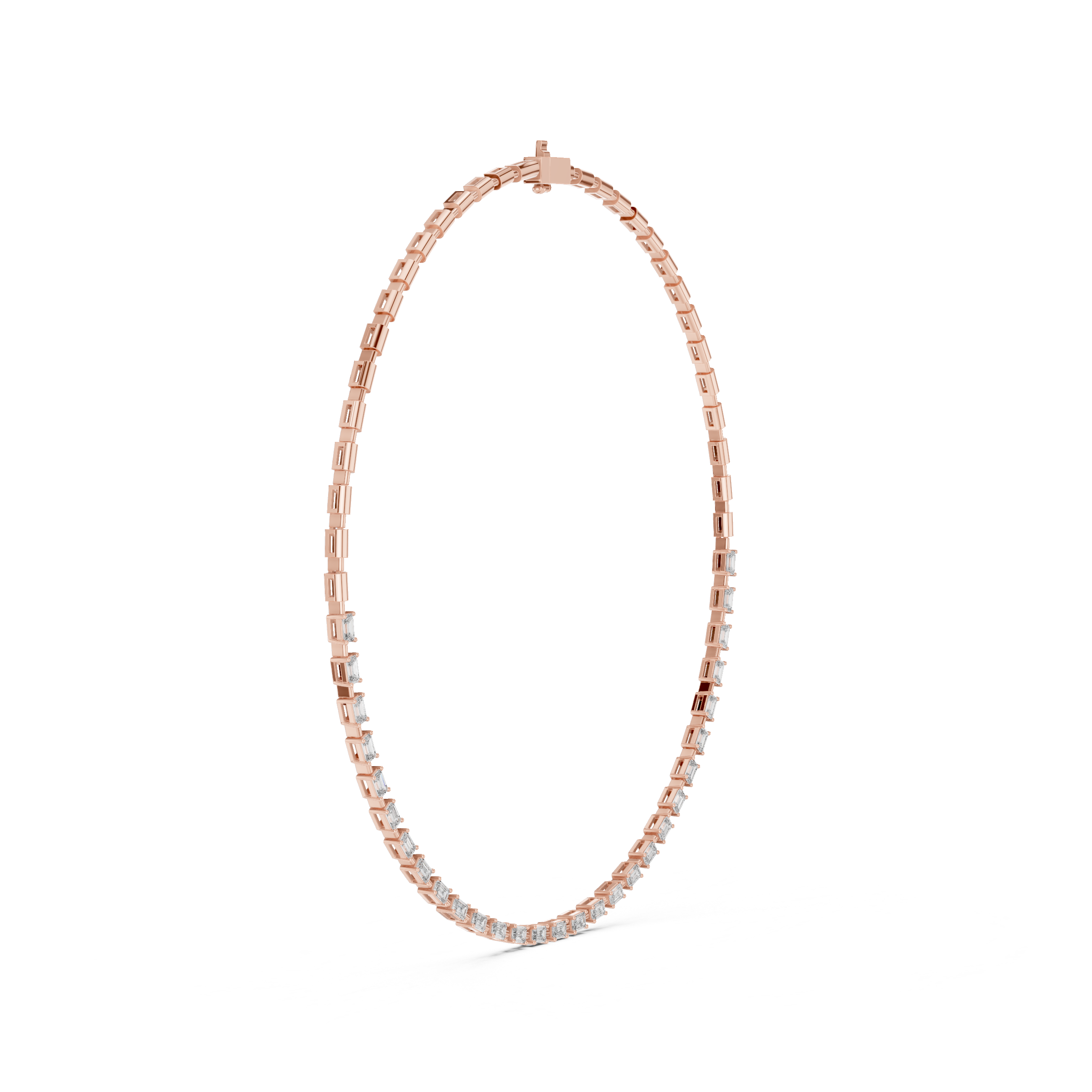 Emerald-Cut Lab-Grown Diamond Eternity Necklace in Sterling Silver