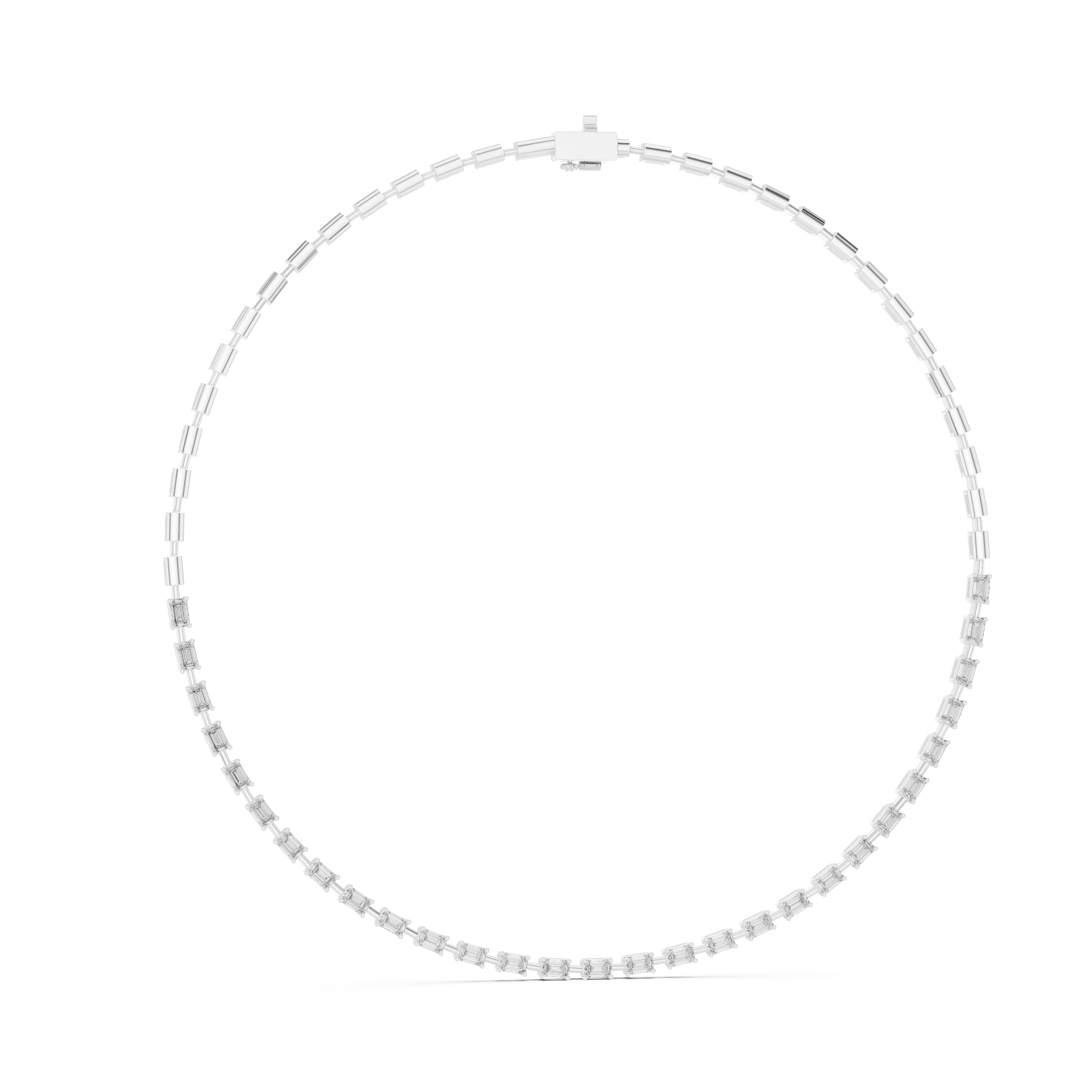 Emerald-Cut Lab-Grown Diamond Eternity Necklace in Sterling Silver