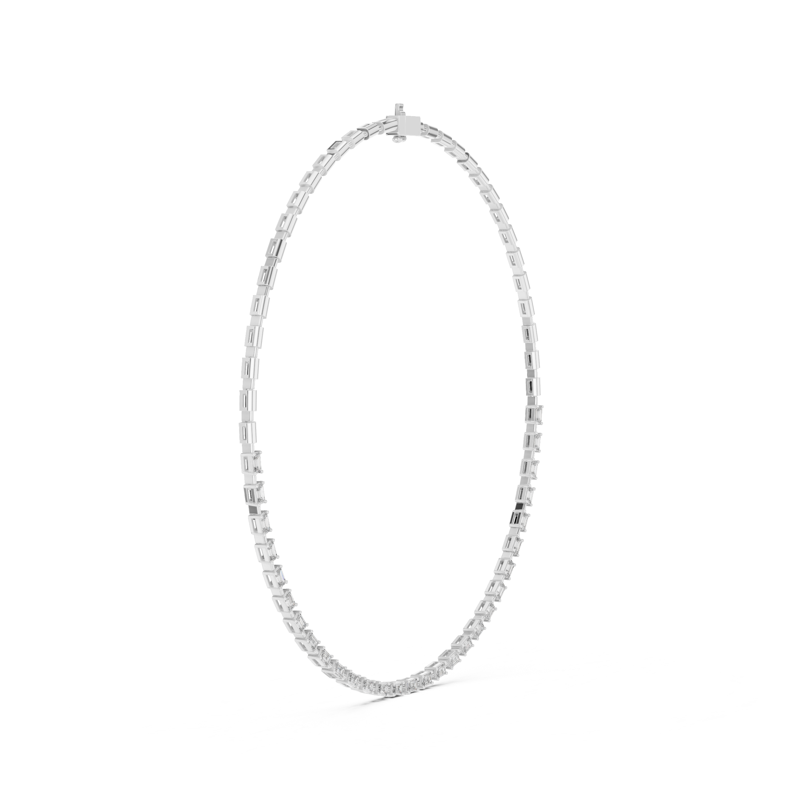 Emerald-Cut Lab-Grown Diamond Eternity Necklace in Sterling Silver