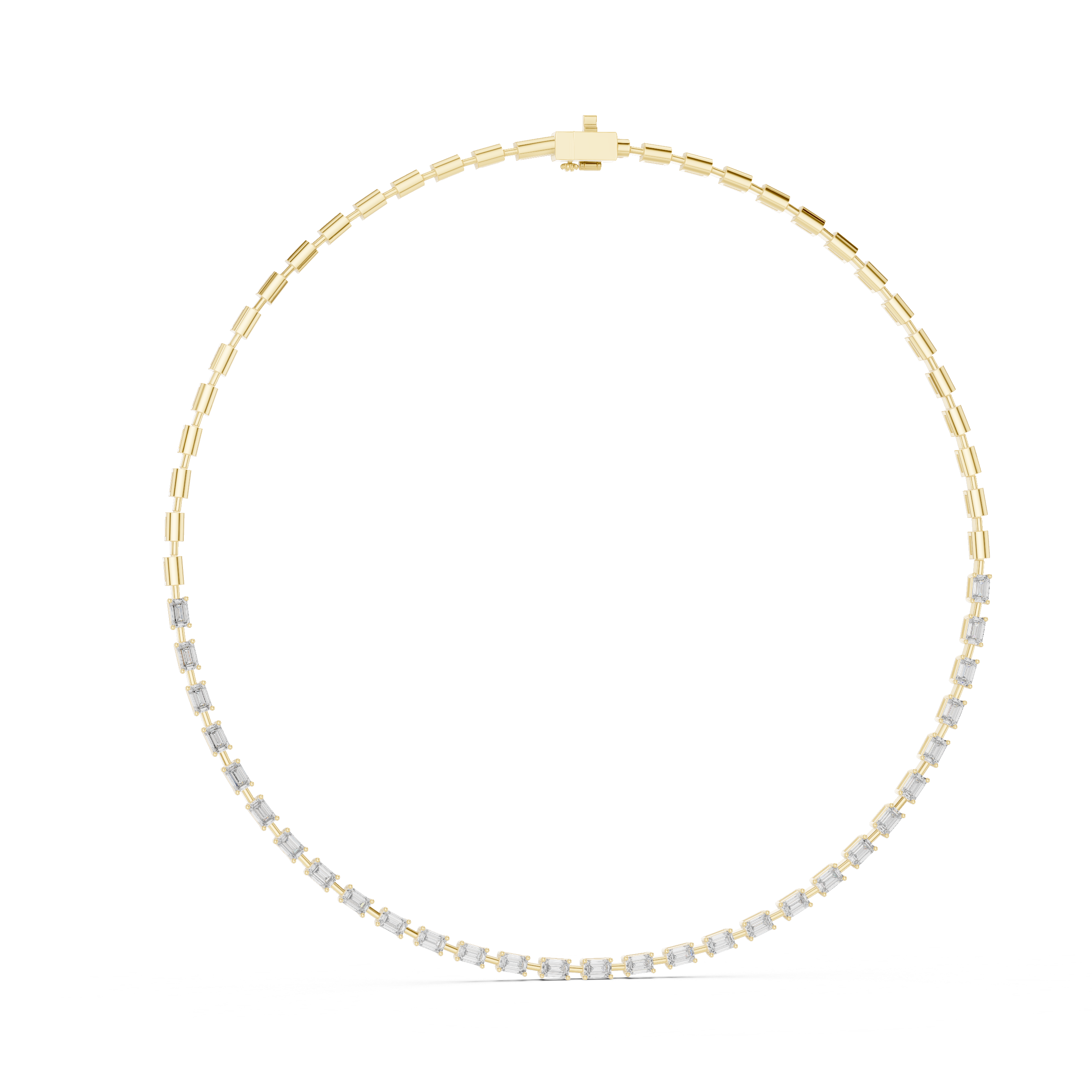 Emerald-Cut Lab-Grown Diamond Eternity Necklace in Sterling Silver