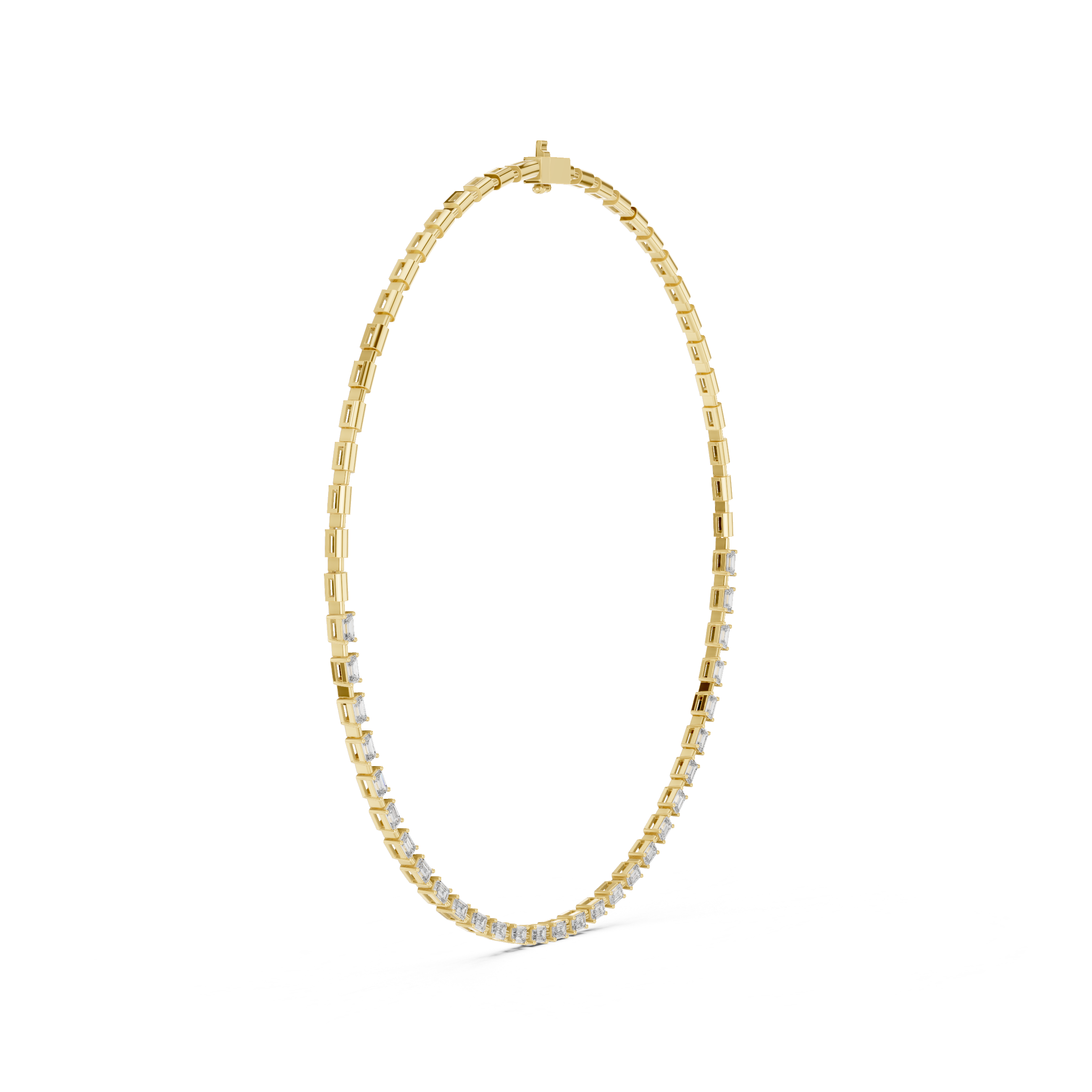 Emerald-Cut Lab-Grown Diamond Eternity Necklace in Sterling Silver