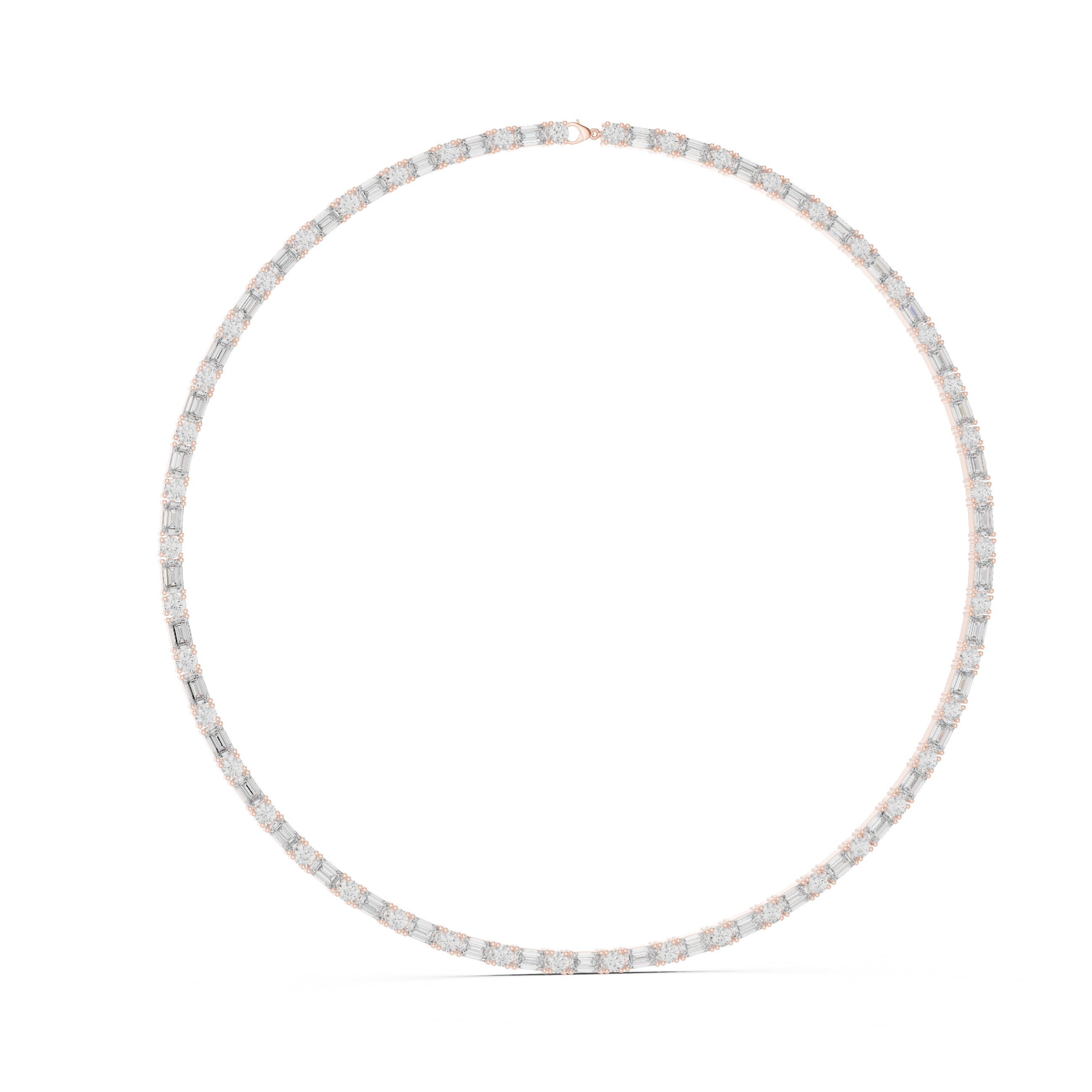 Lab-Grown Diamond & Sterling Silver Alternating Eternity Tennis Necklace