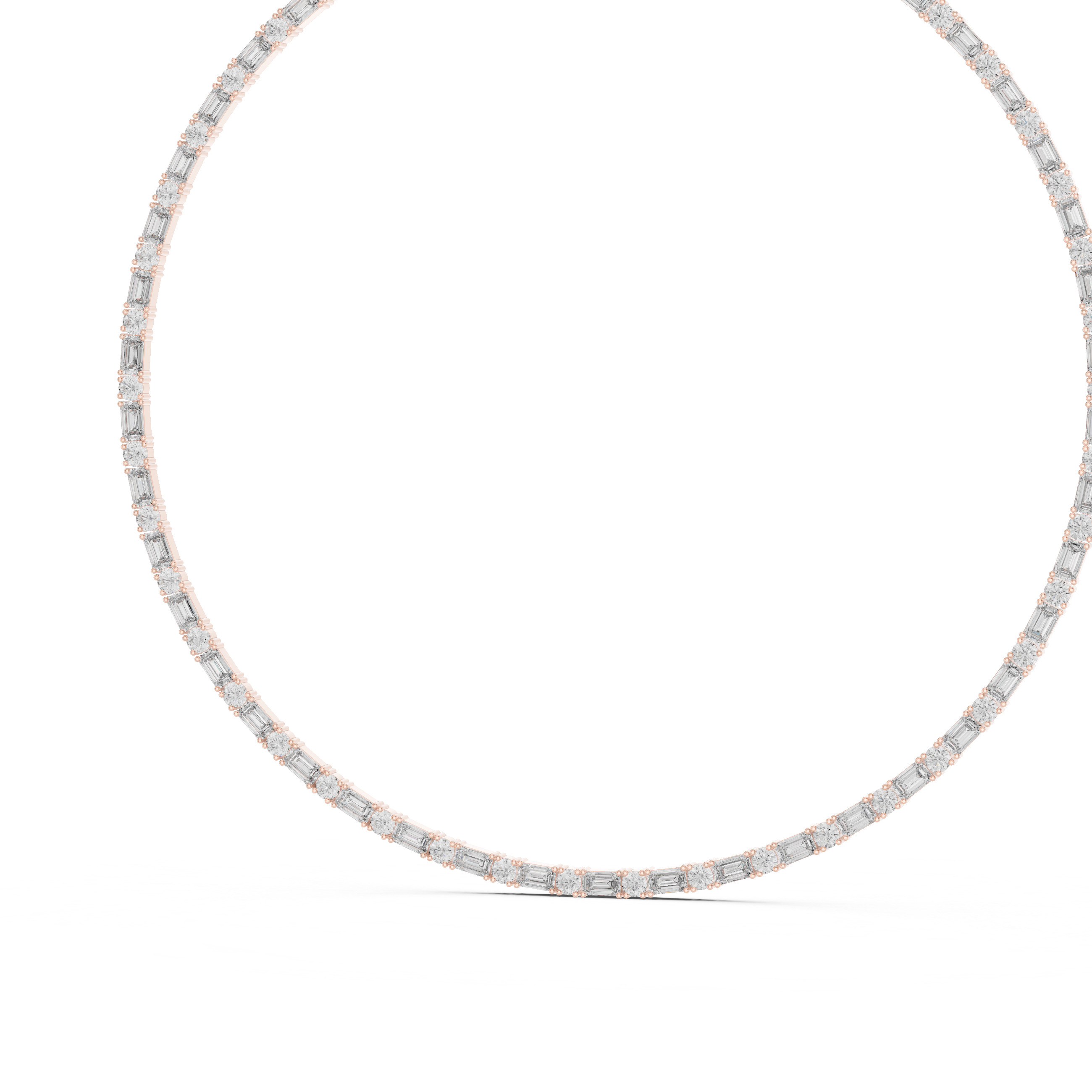 Lab-Grown Diamond & Sterling Silver Alternating Eternity Tennis Necklace