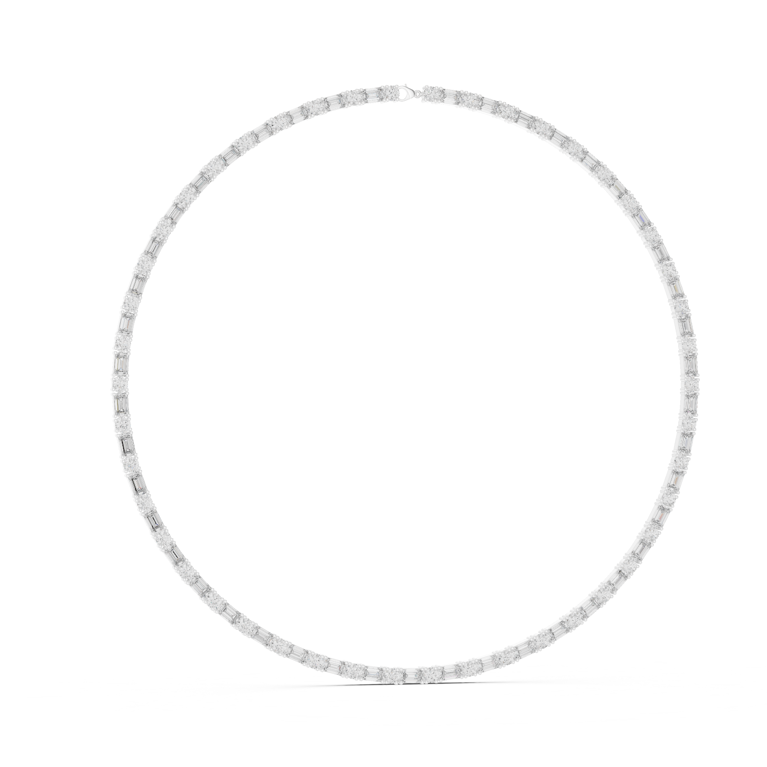 Lab-Grown Diamond & Sterling Silver Alternating Eternity Tennis Necklace