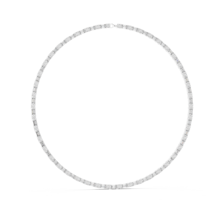 Lab-Grown Diamond & Sterling Silver Alternating Eternity Tennis Necklace