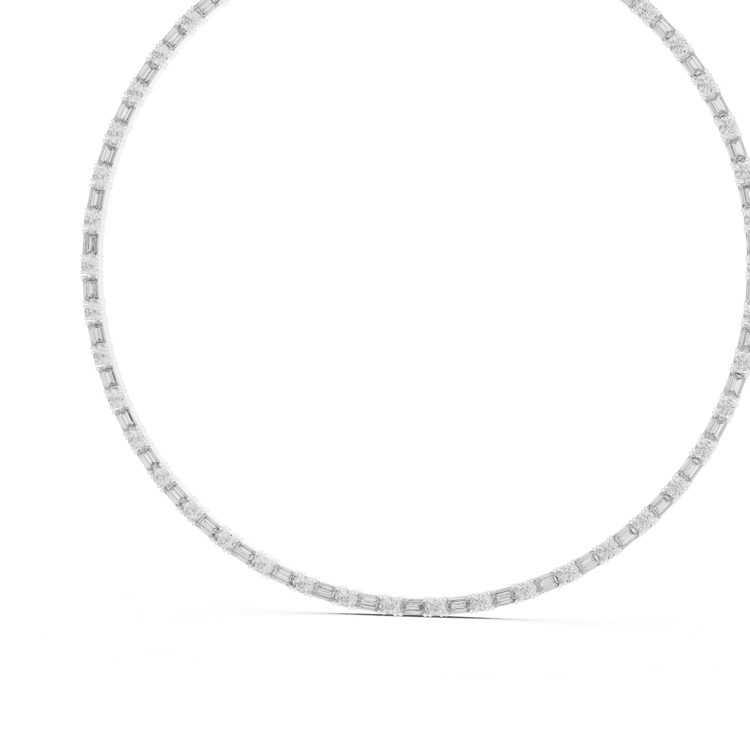 Lab-Grown Diamond & Sterling Silver Alternating Eternity Tennis Necklace