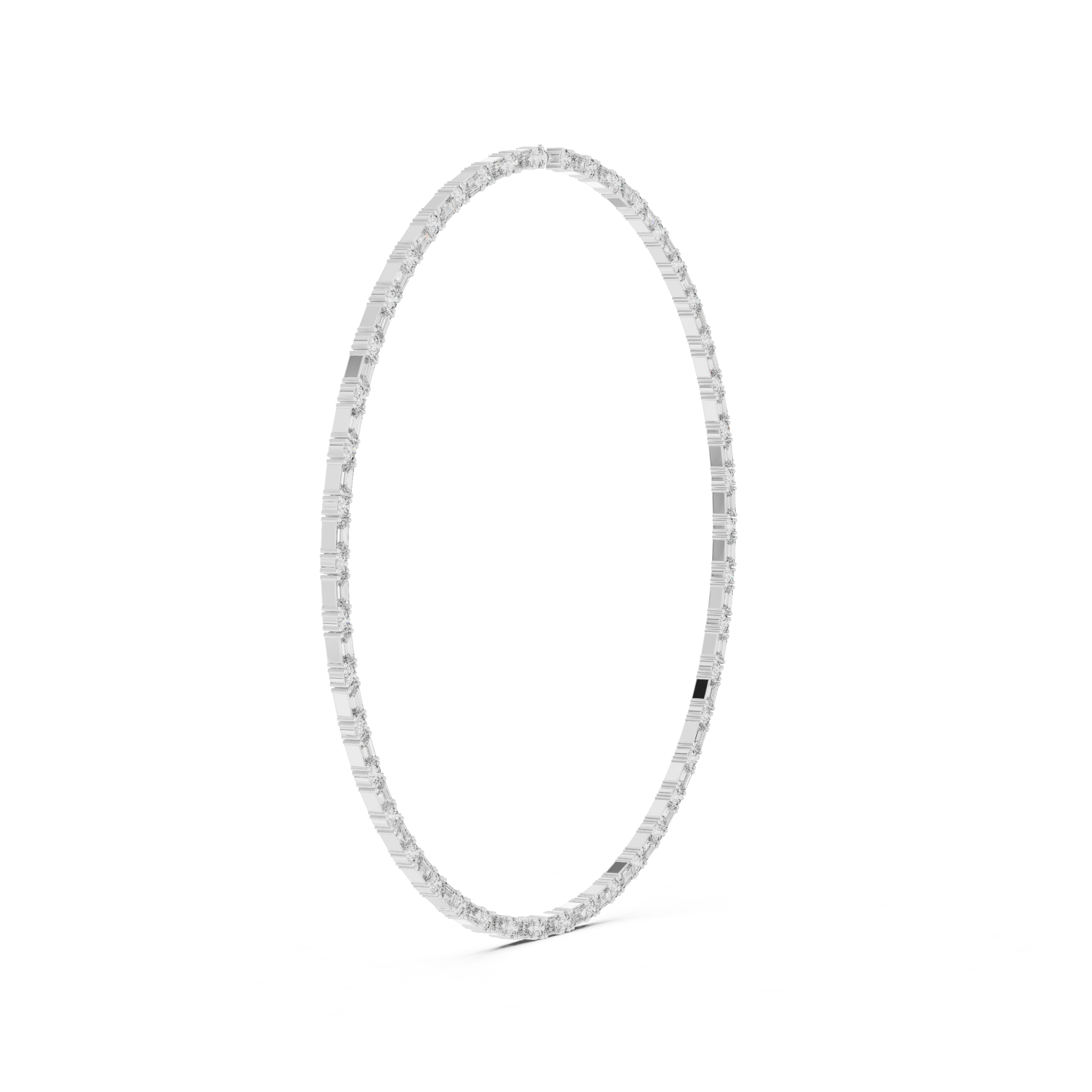 Lab-Grown Diamond & Sterling Silver Alternating Eternity Tennis Necklace