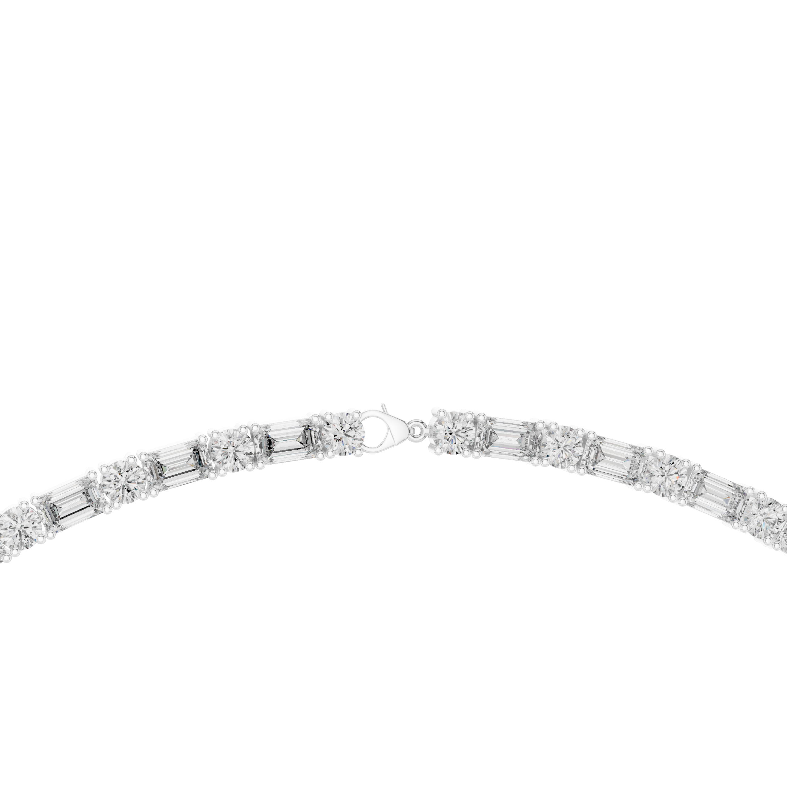 Lab-Grown Diamond & Sterling Silver Alternating Eternity Tennis Necklace