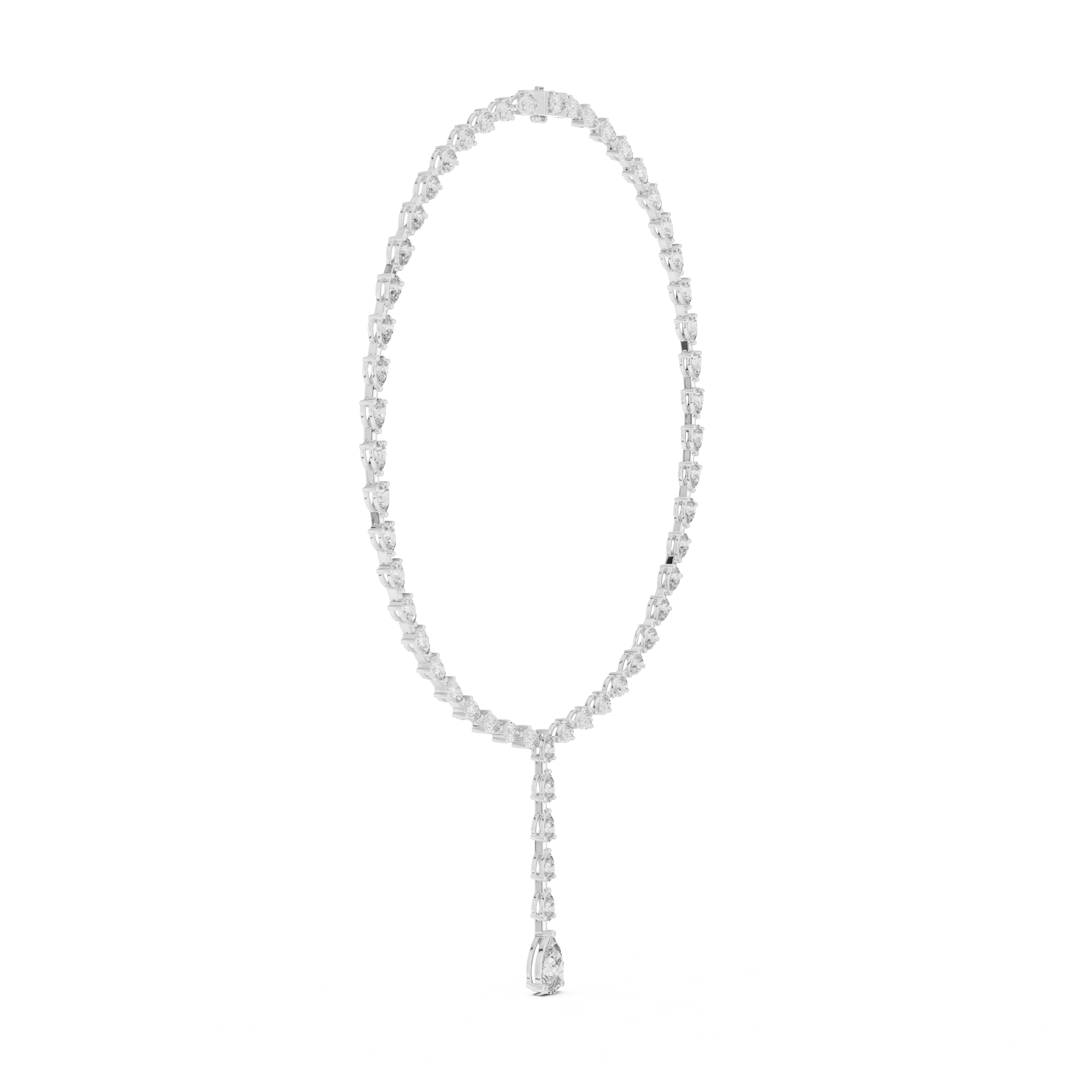 Elegant Pear-Cut Lab-Grown Diamond Y-Necklace in Sterling Silver