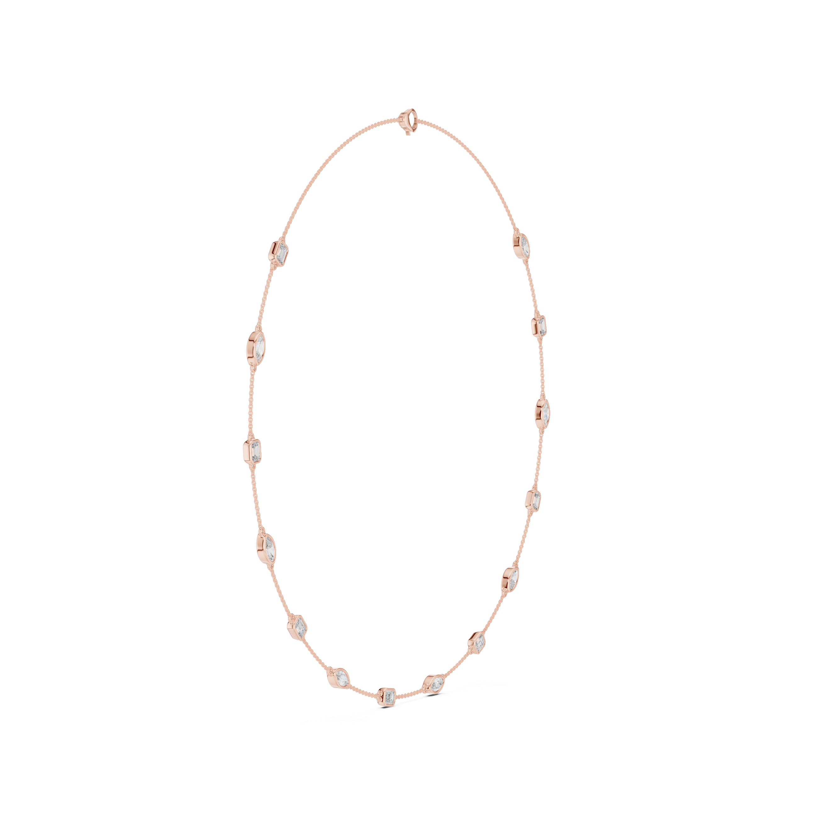 Mixed-Shape Lab-Grown Diamond Station Necklace in Sterling Silver