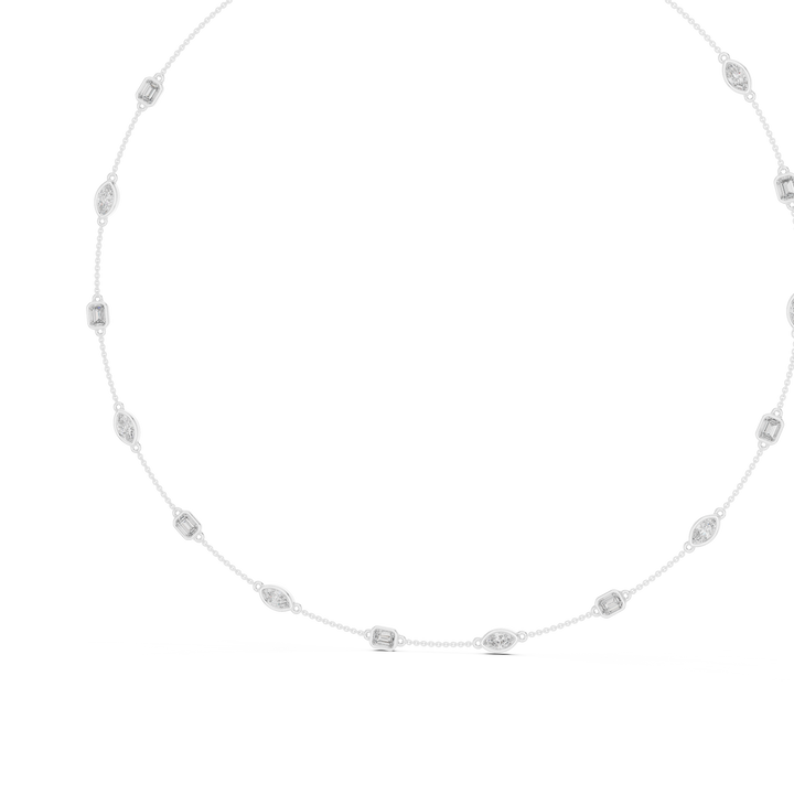 Mixed-Shape Lab-Grown Diamond Station Necklace in Sterling Silver
