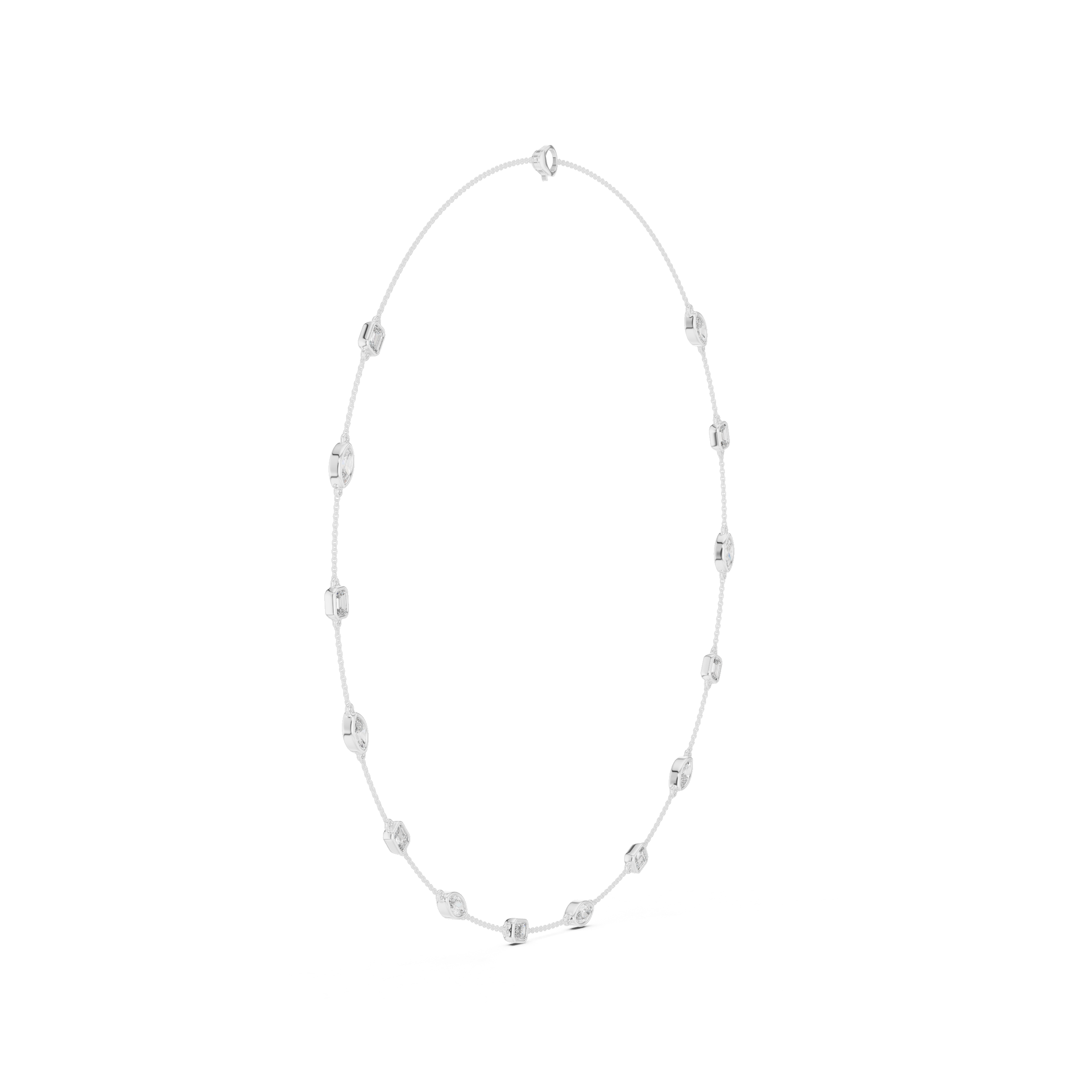 Mixed-Shape Lab-Grown Diamond Station Necklace in Sterling Silver