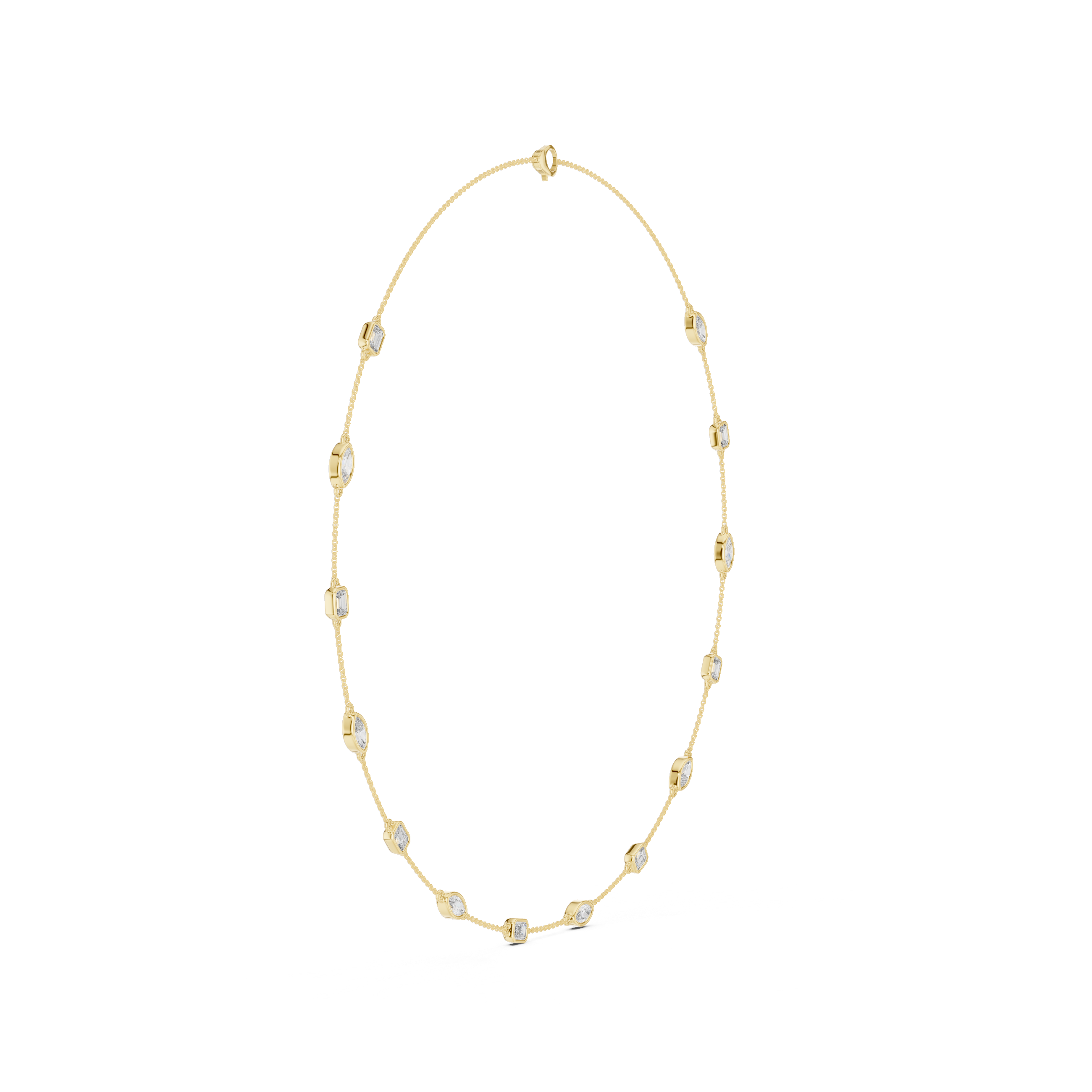 Mixed-Shape Lab-Grown Diamond Station Necklace in Sterling Silver