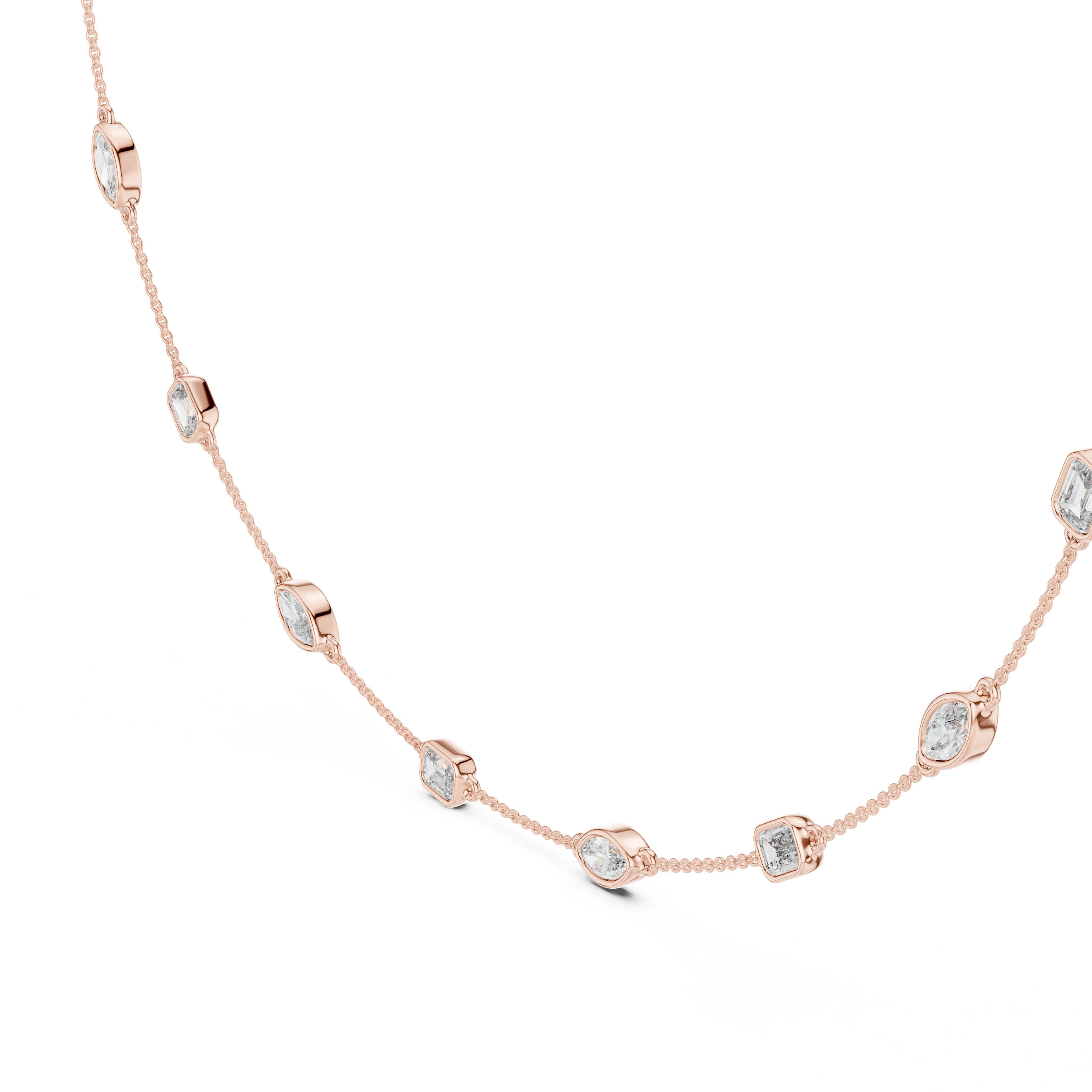 Mixed-Shape Lab-Grown Diamond Station Necklace in Sterling Silver