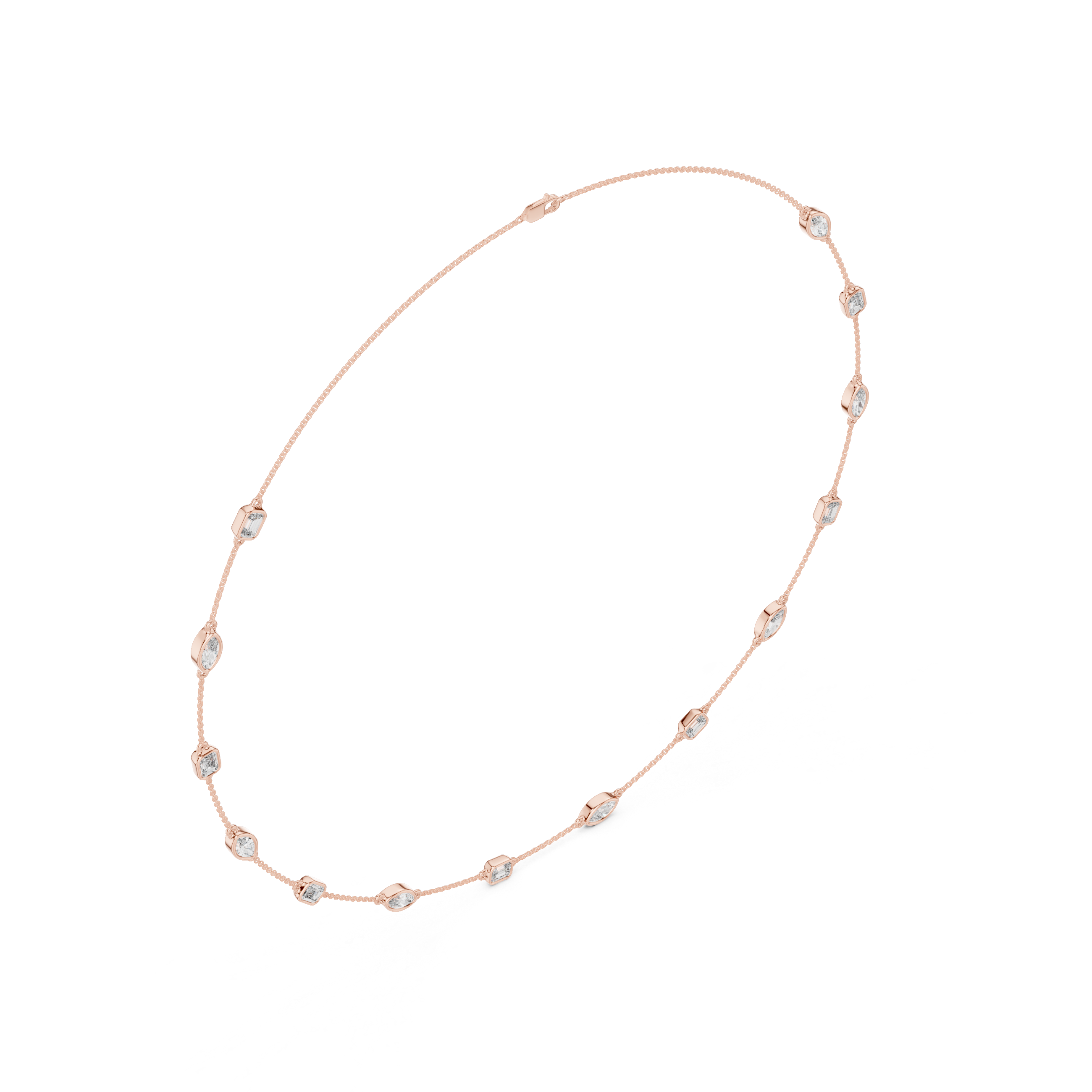 Mixed-Shape Lab-Grown Diamond Station Necklace in Sterling Silver