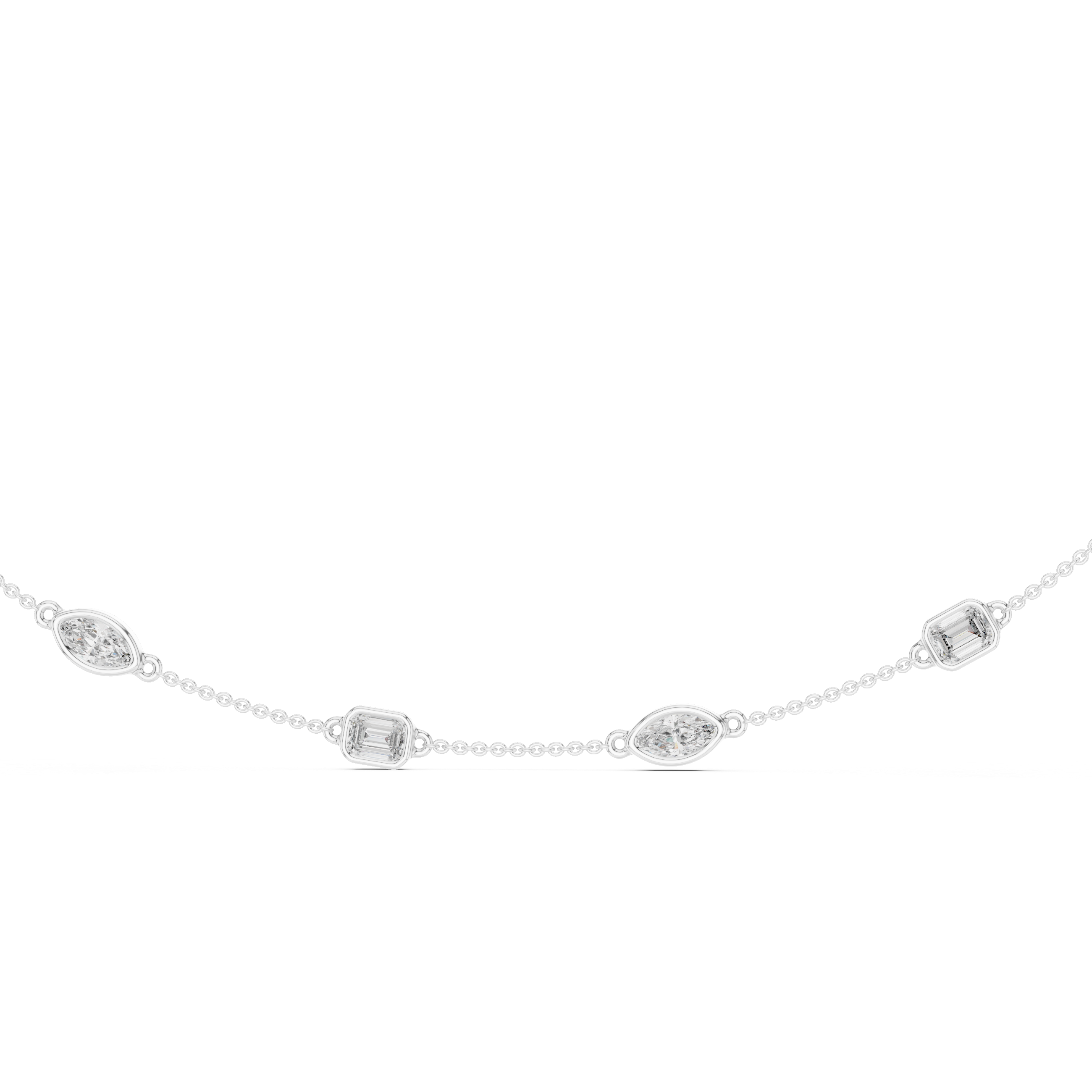 Mixed-Shape Lab-Grown Diamond Station Necklace in Sterling Silver