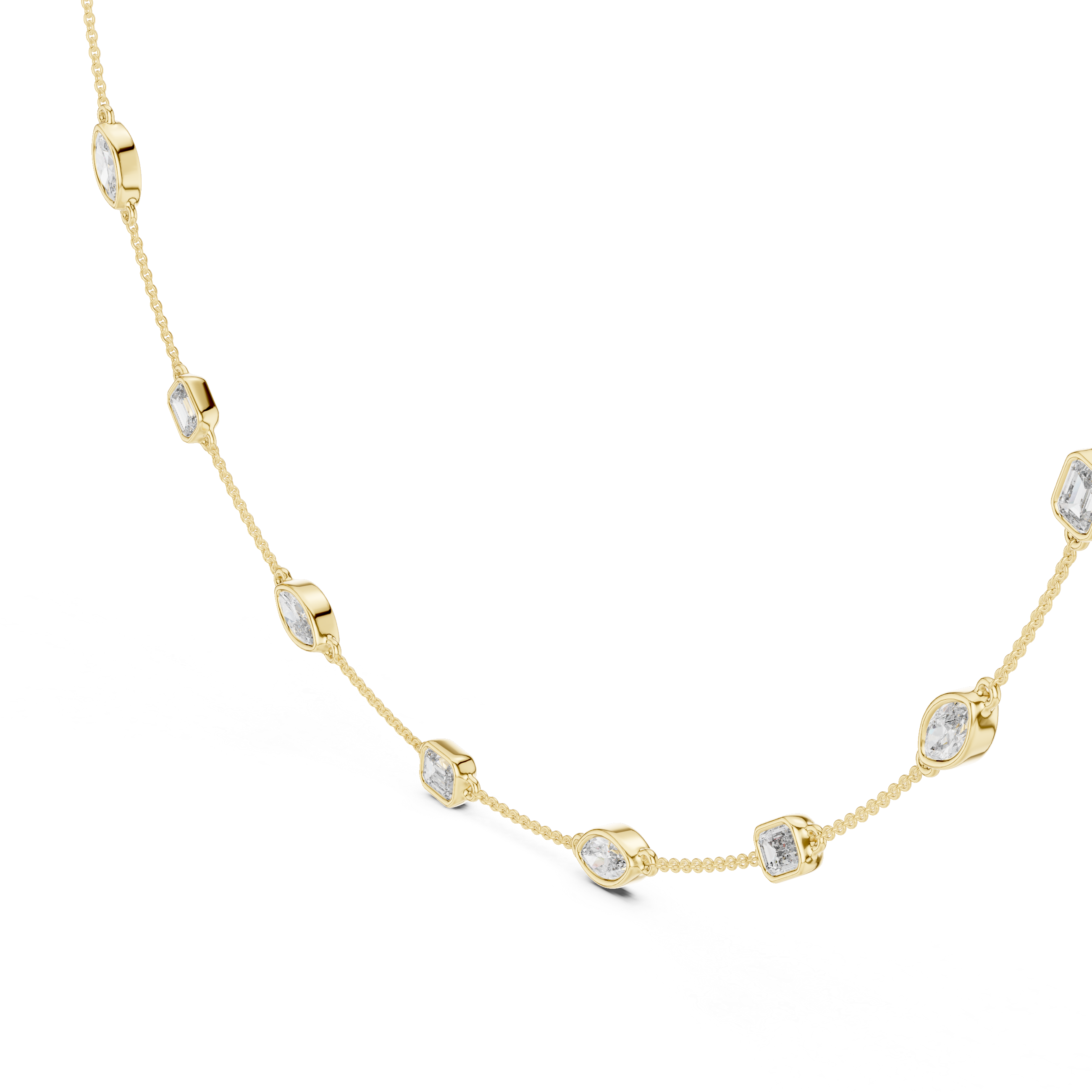 Mixed-Shape Lab-Grown Diamond Station Necklace in Sterling Silver