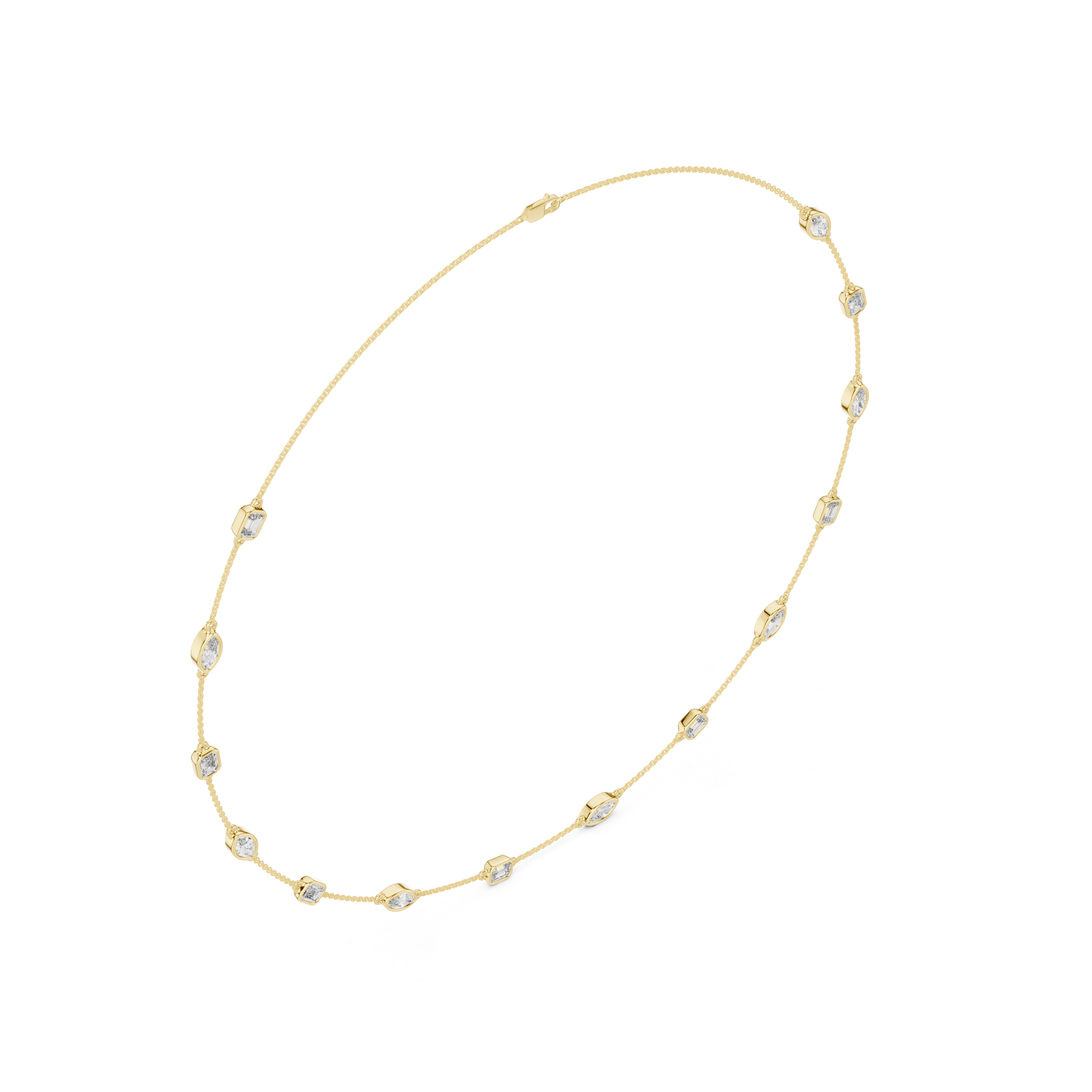 Mixed-Shape Lab-Grown Diamond Station Necklace in Sterling Silver