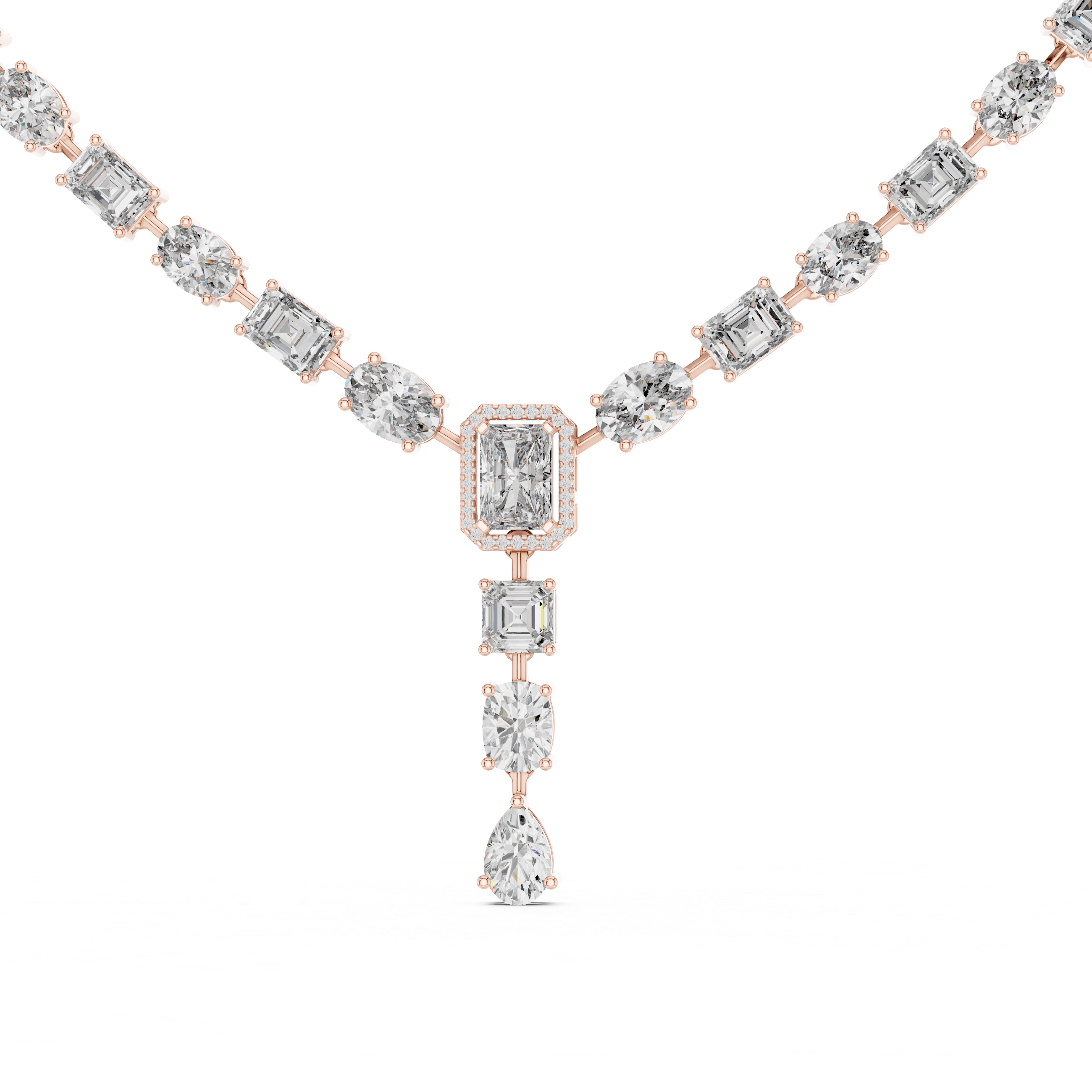 Geometric Radiance Lab-Diamond Y-Necklace – Ethical Silver Statement Piece