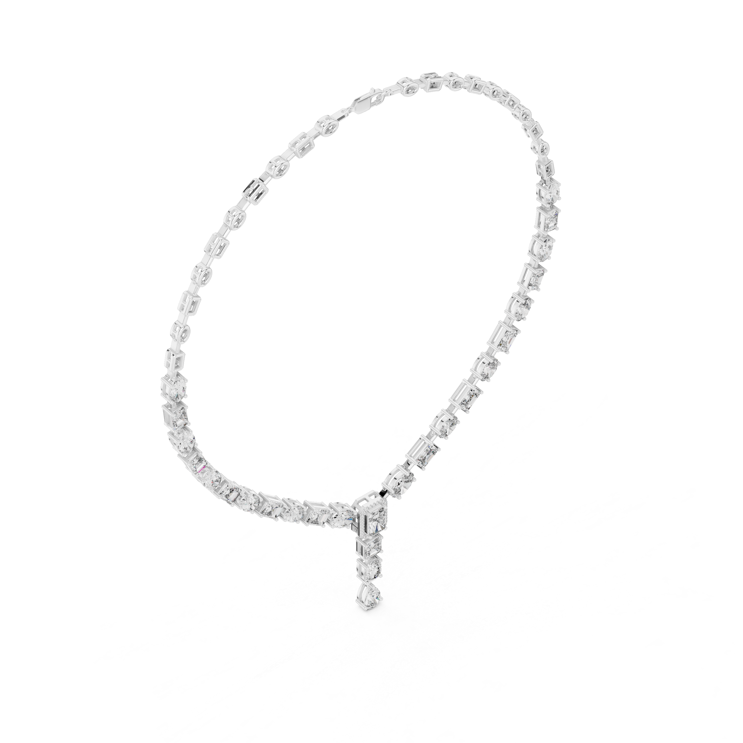 Geometric Radiance Lab-Diamond Y-Necklace – Ethical Silver Statement Piece