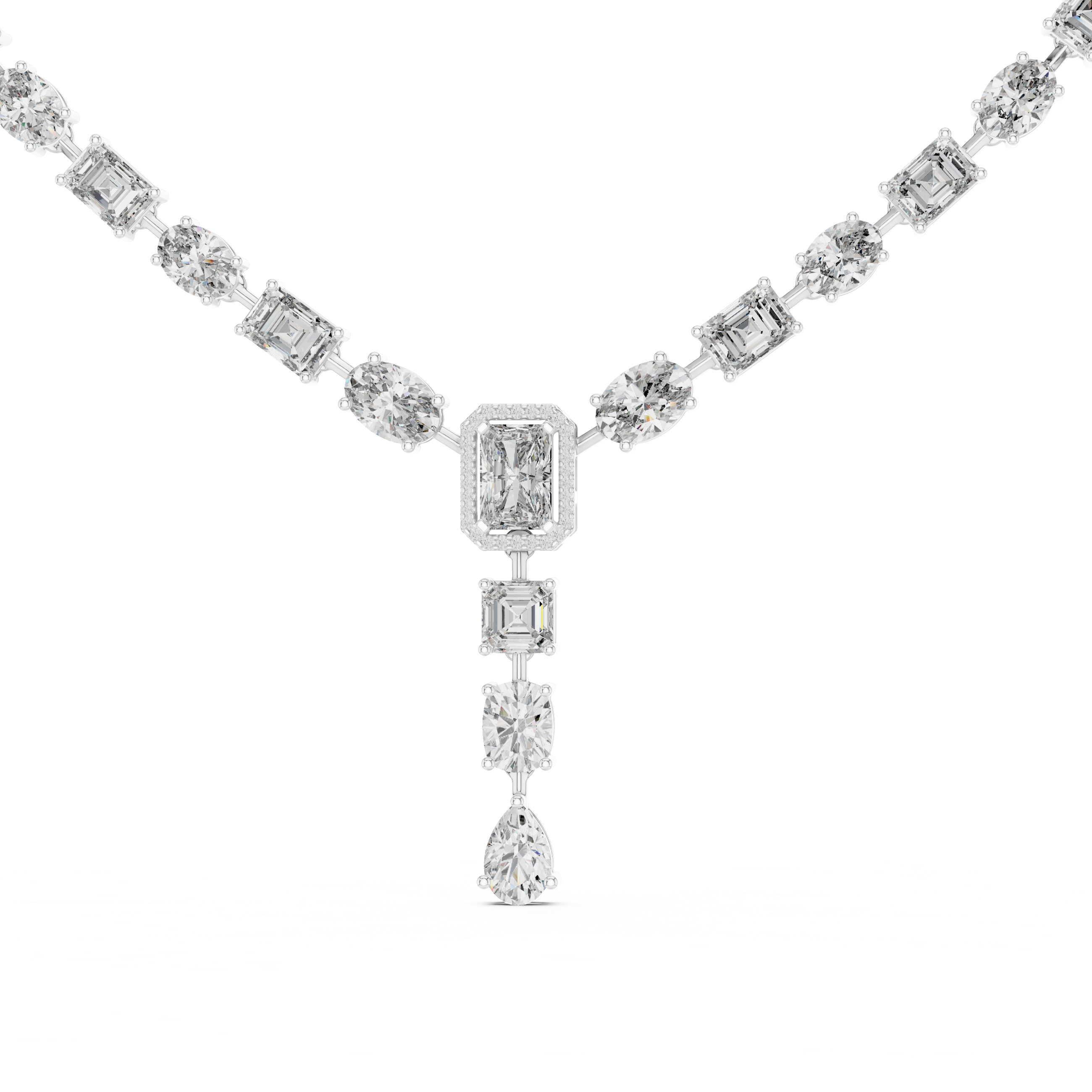 Geometric Radiance Lab-Diamond Y-Necklace – Ethical Silver Statement Piece