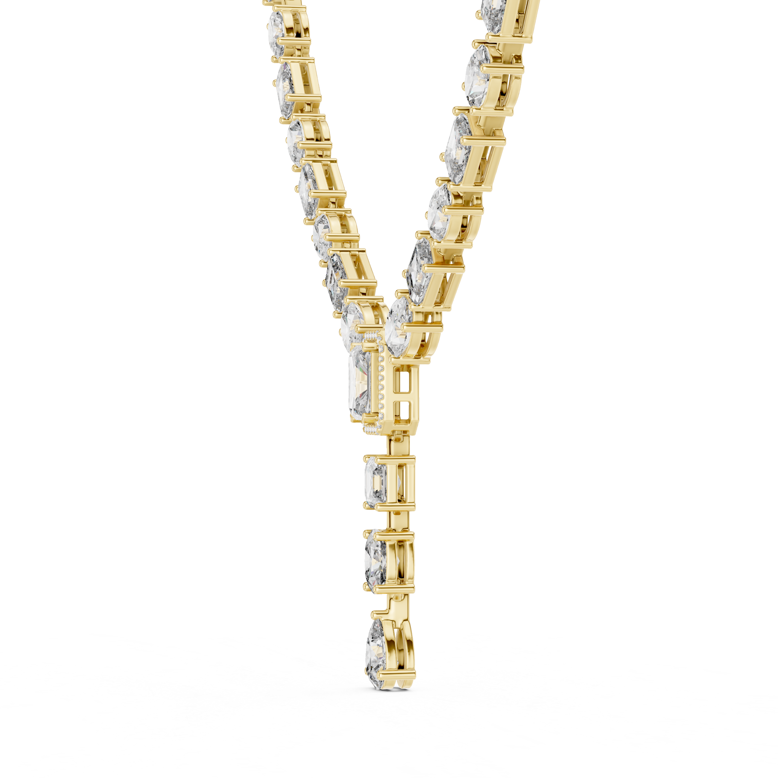 Geometric Radiance Lab-Diamond Y-Necklace – Ethical Silver Statement Piece