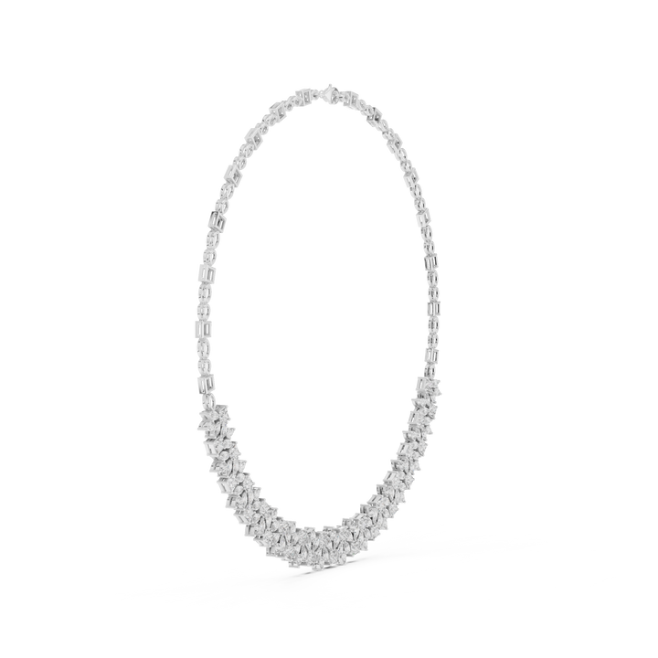 Lab-Grown Diamond Geometric Cluster Necklace in Sterling Silver