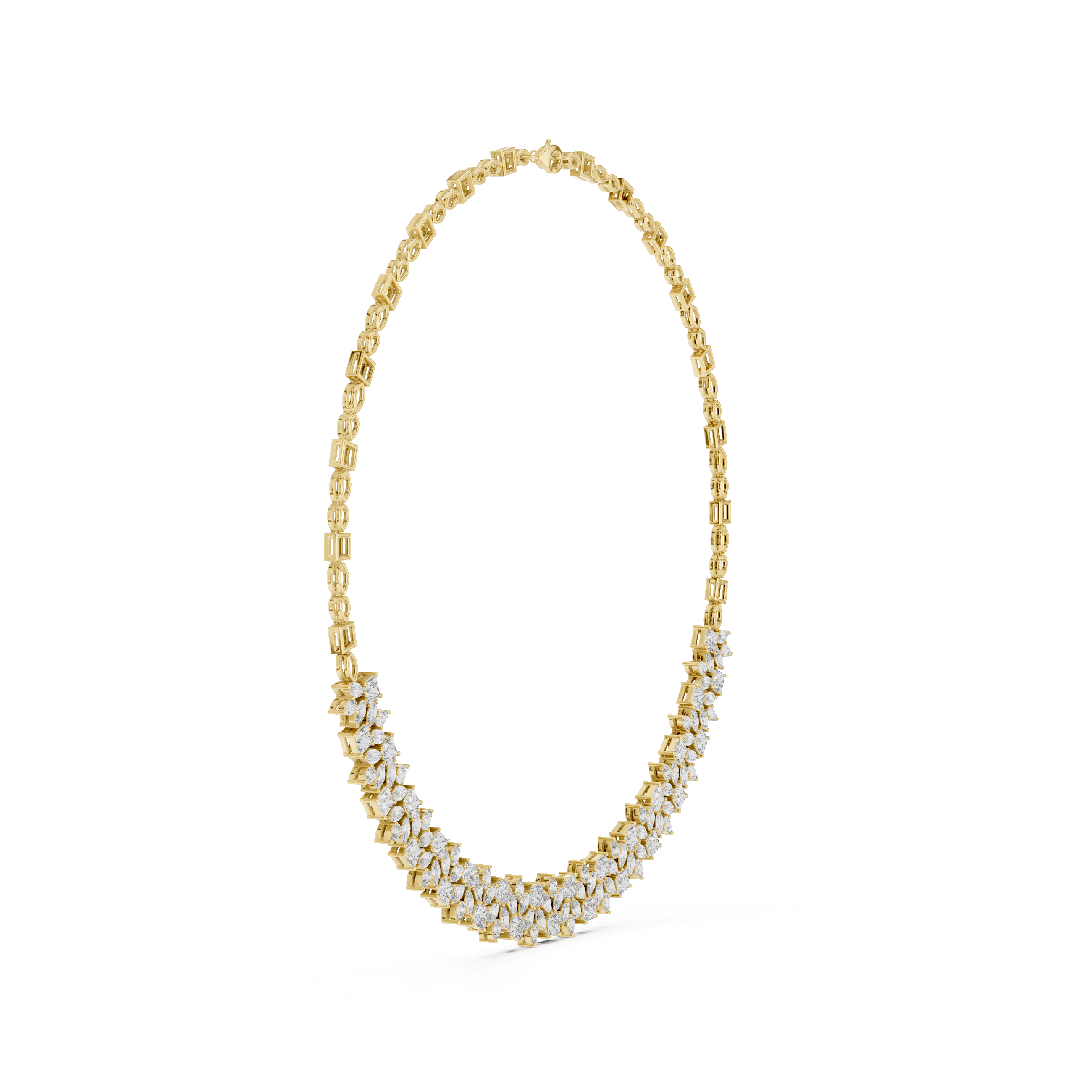 Lab-Grown Diamond Geometric Cluster Necklace in Sterling Silver