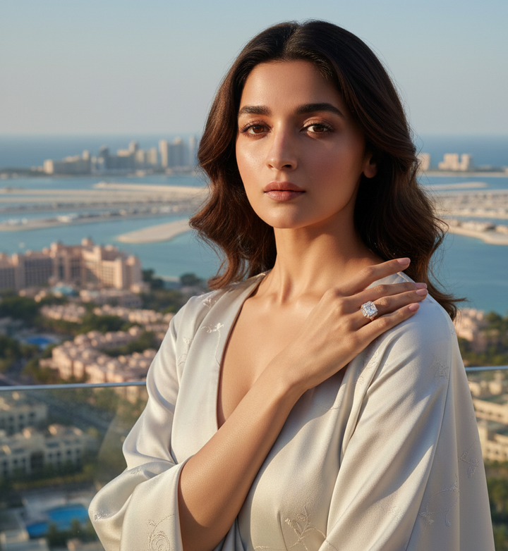 Lab-Grown Asscher Cut Diamond Ring with Baguette Side Stones in 925 SILVER