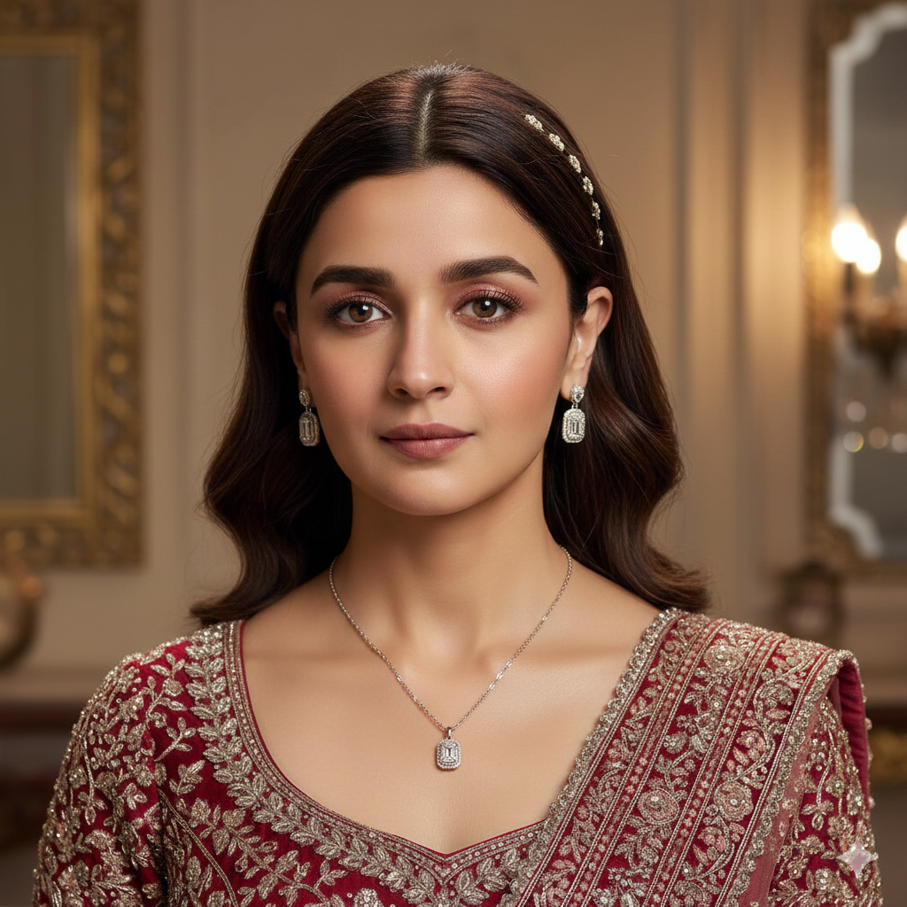 Emerald Round Diamond Necklace